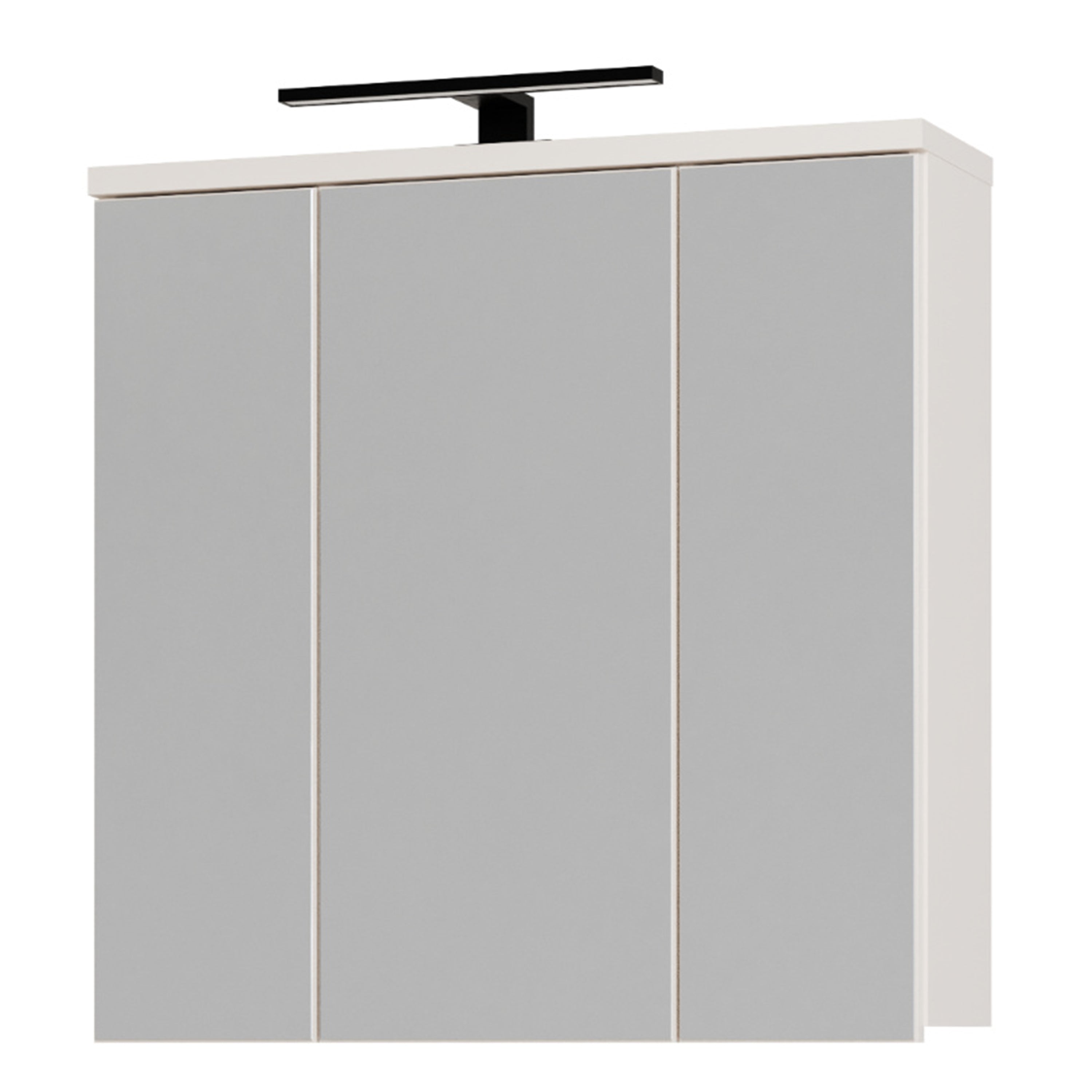 Veris 3 Door Mirrored Bathroom Cabinet with Integrated LED Lighting in Sand