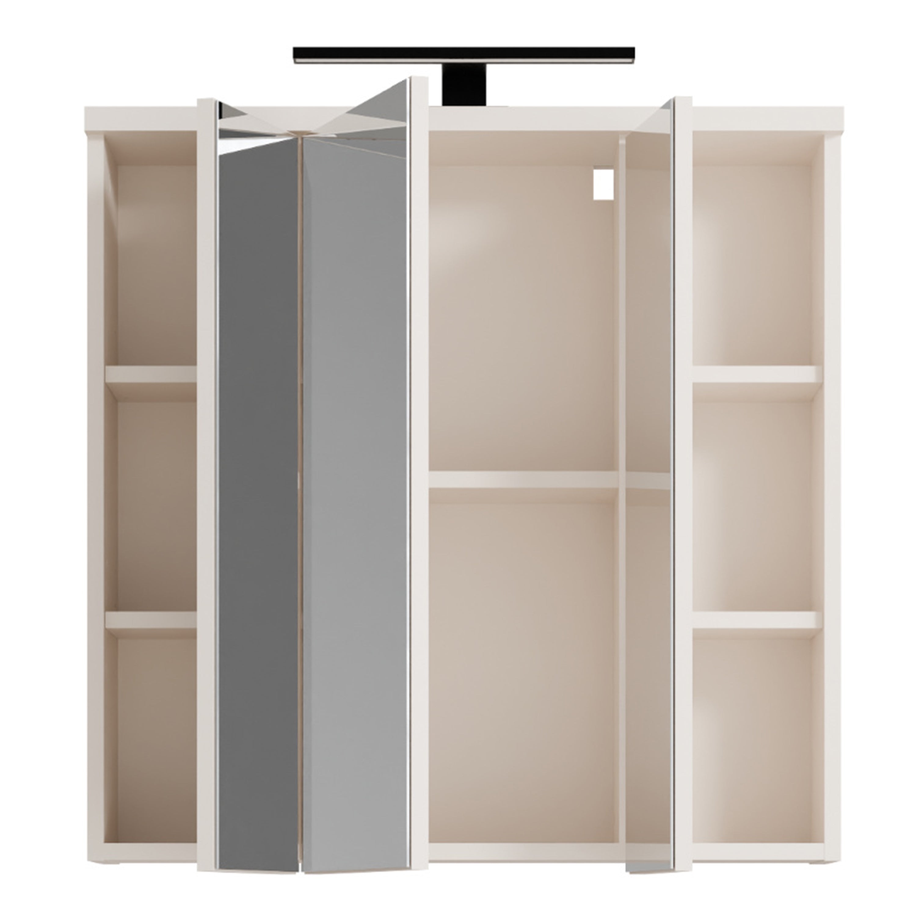 Veris 3 Door Mirrored Bathroom Cabinet with Integrated LED Lighting in Sand