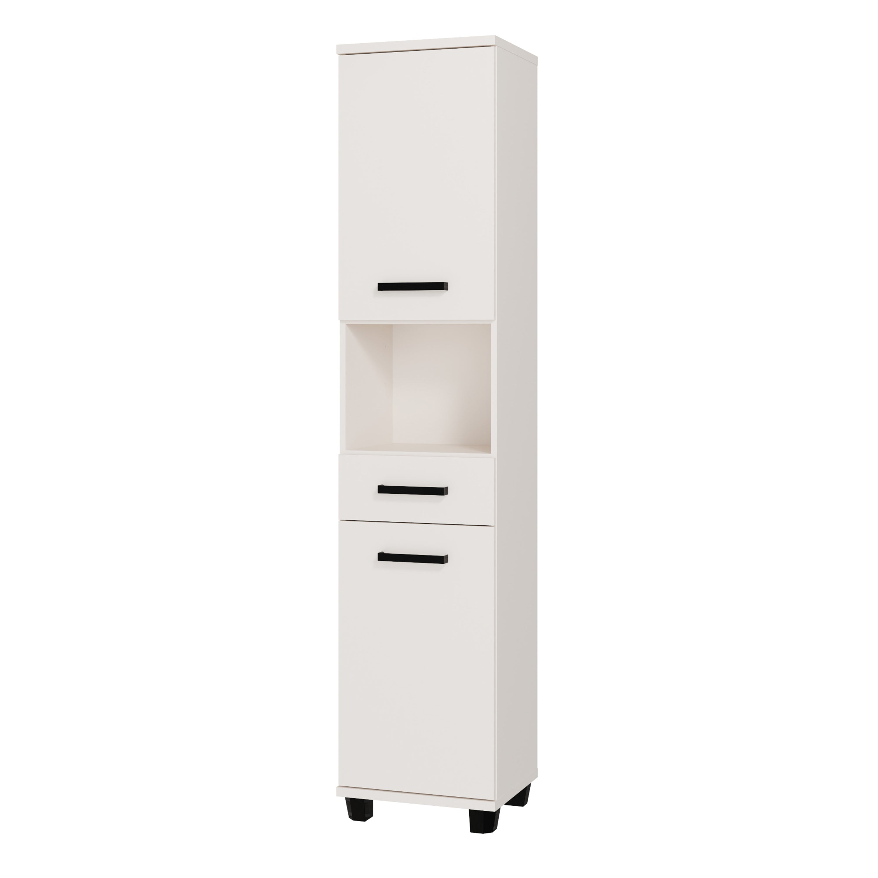 Veris Tall Narrow Bathroom Cupboard with 2 Doors & 1 Drawer in Sand