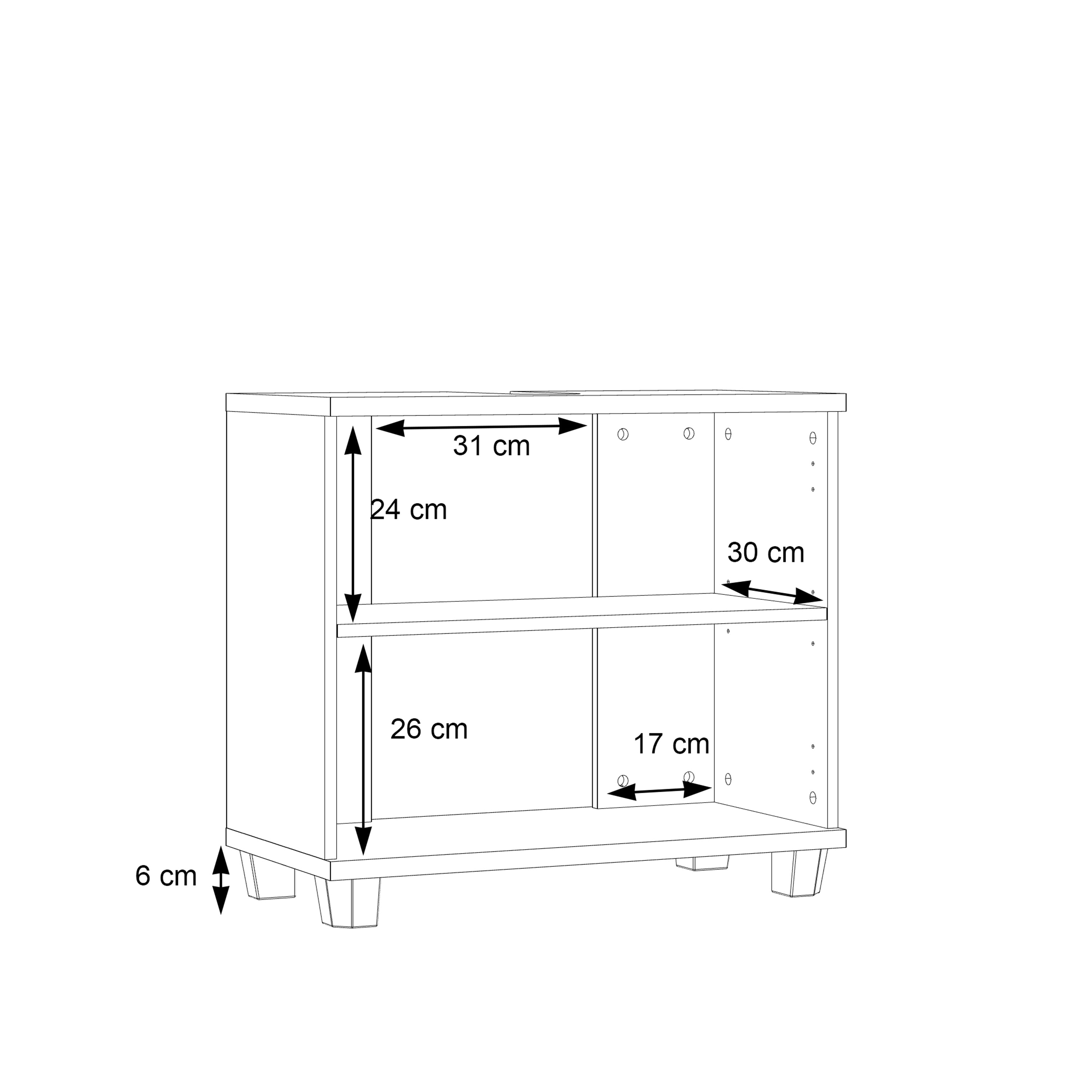 Veris Under Sink Cabinet with 2 Doors in Walnut and Dark Grey