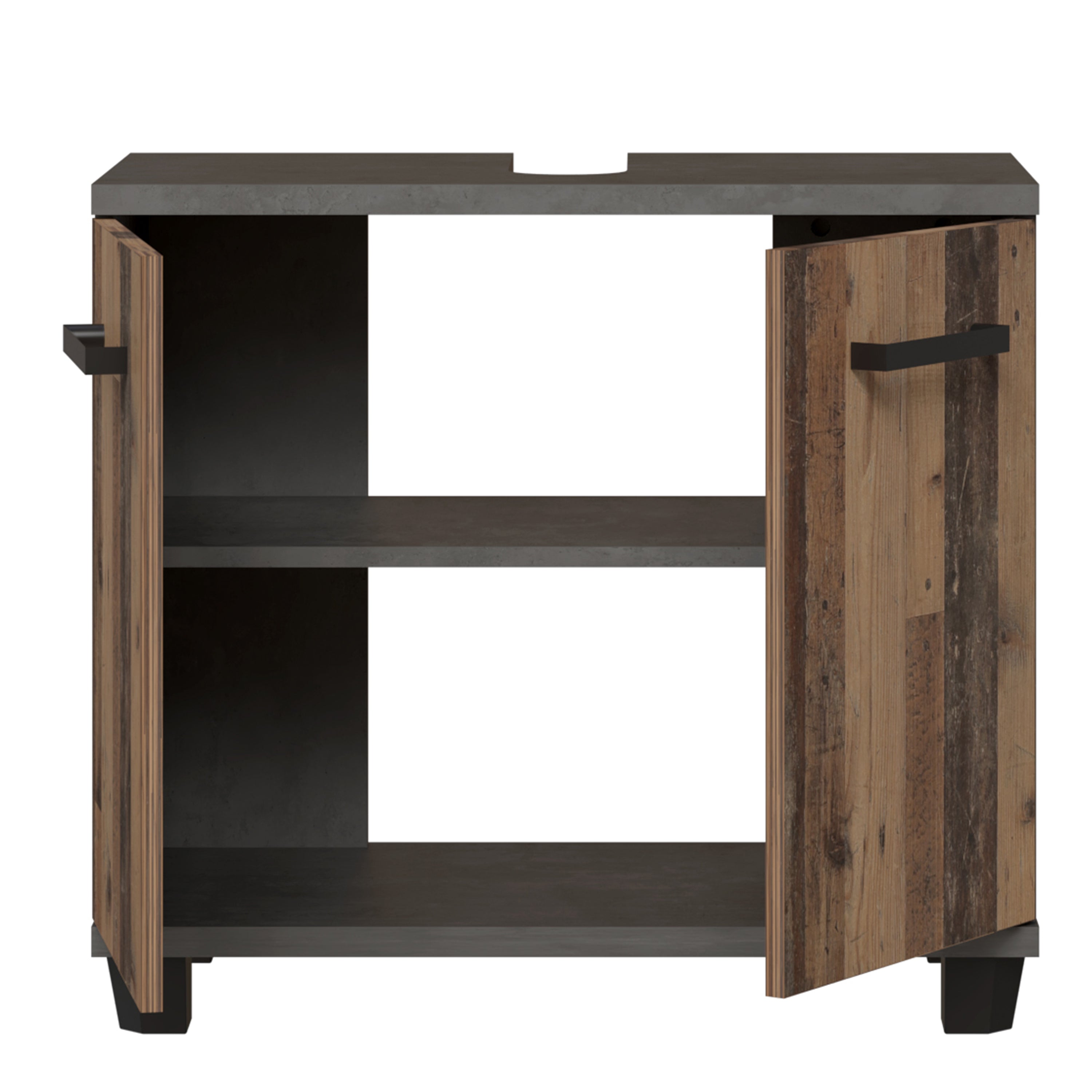 Veris 5 Piece Bathroom Set Walnut & Dark Grey