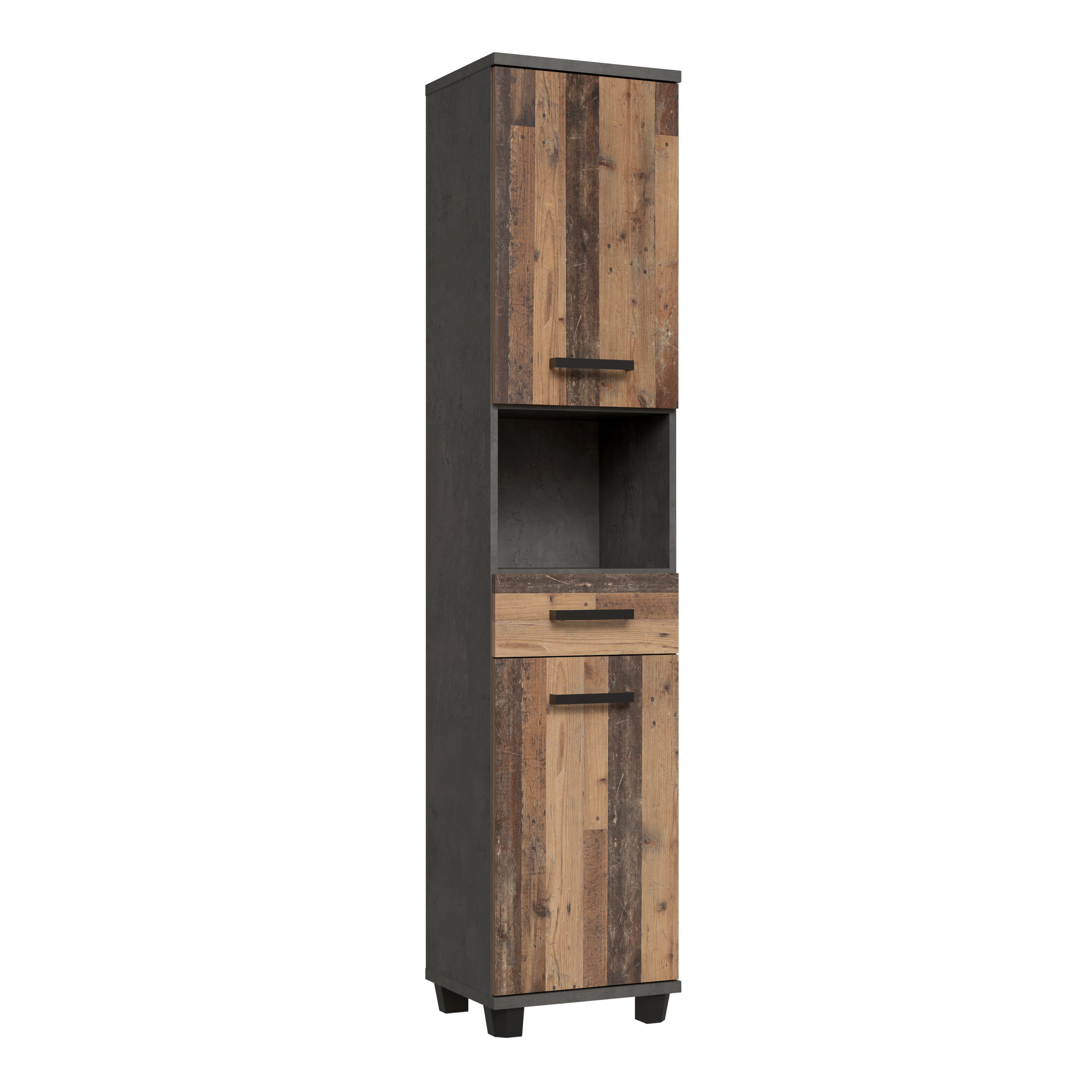 Veris 5 Piece Bathroom Set Walnut & Dark Grey