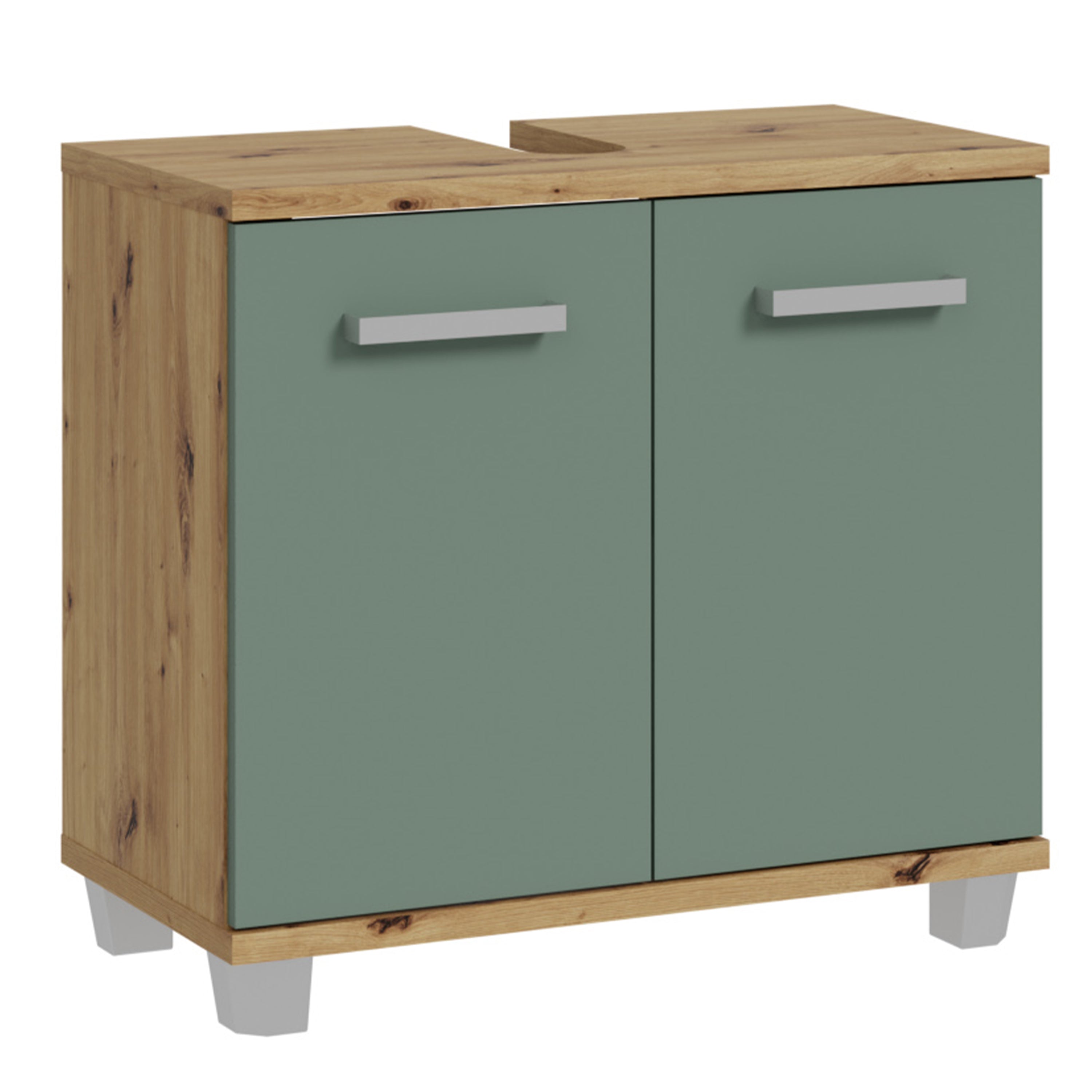 Veris 5 Piece Bathroom Set Artisan Oak & Sage Green Doors