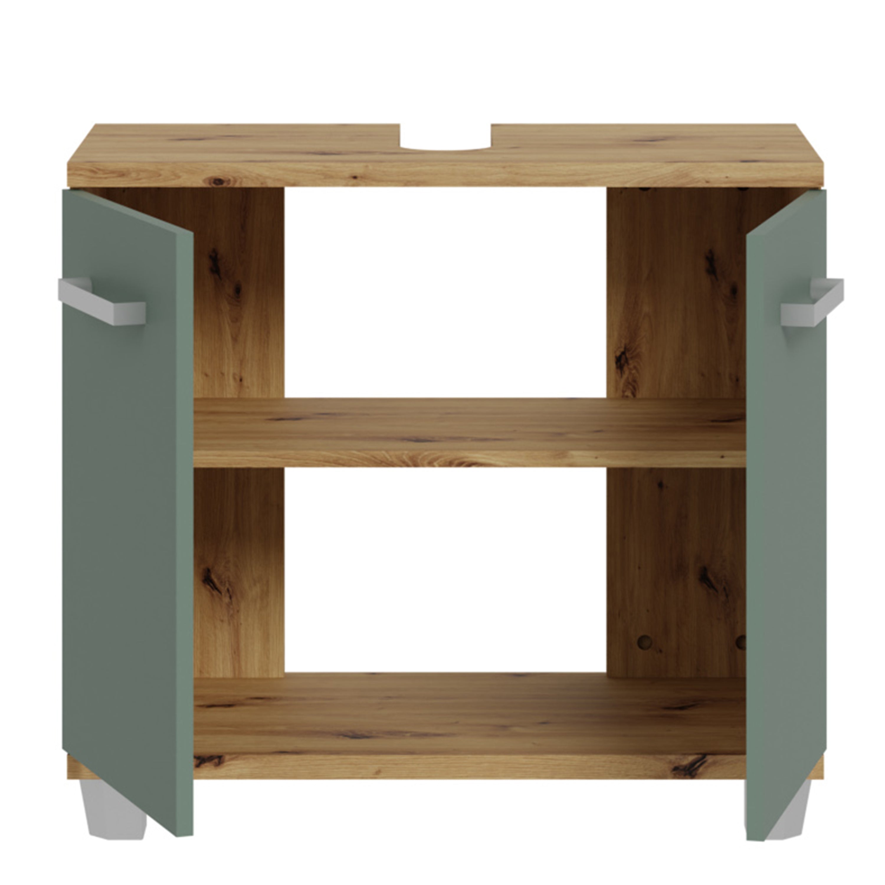 Veris 5 Piece Bathroom Set Artisan Oak & Sage Green Doors