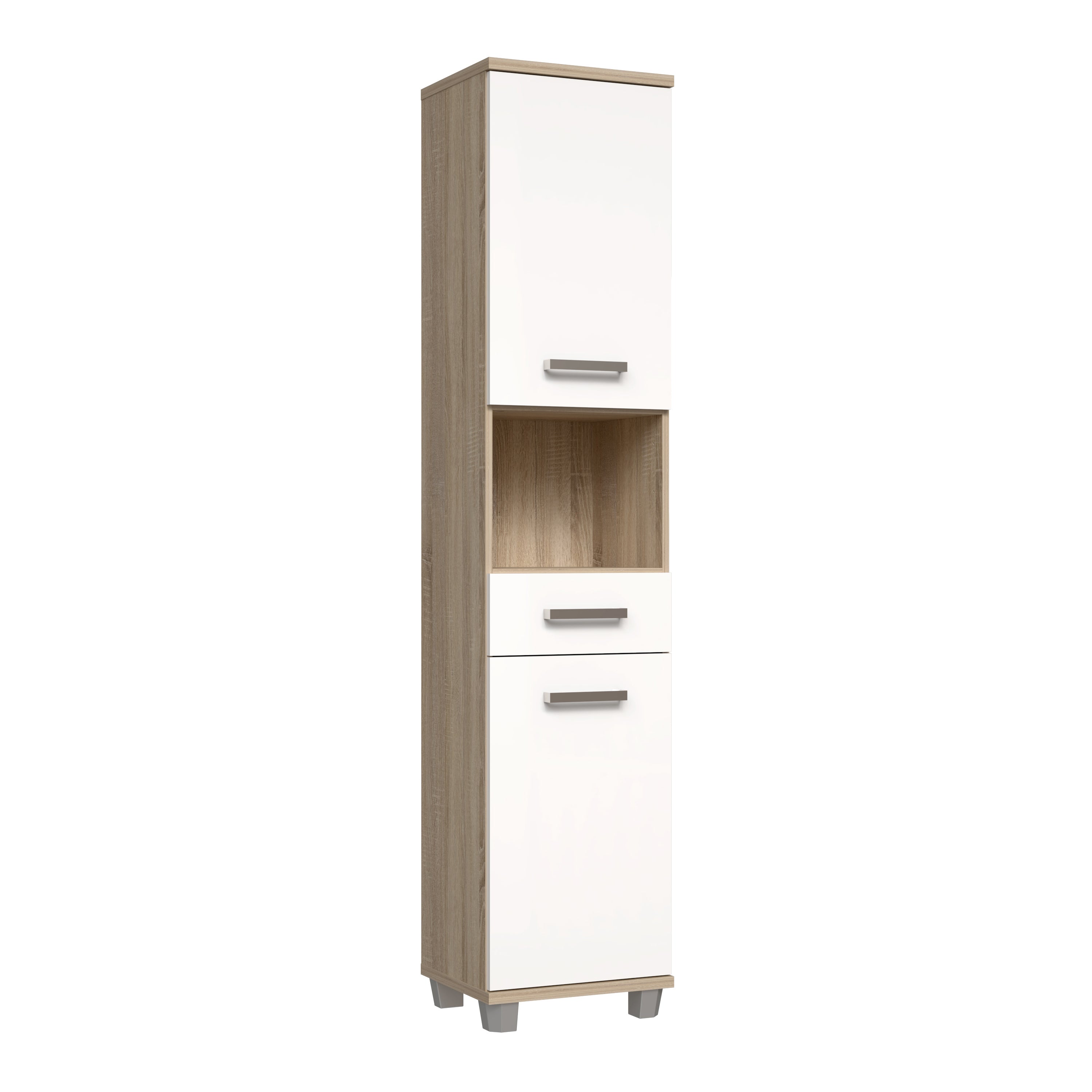 Veris 5 Piece Bathroom Set Sonoma Oak & White High Gloss
