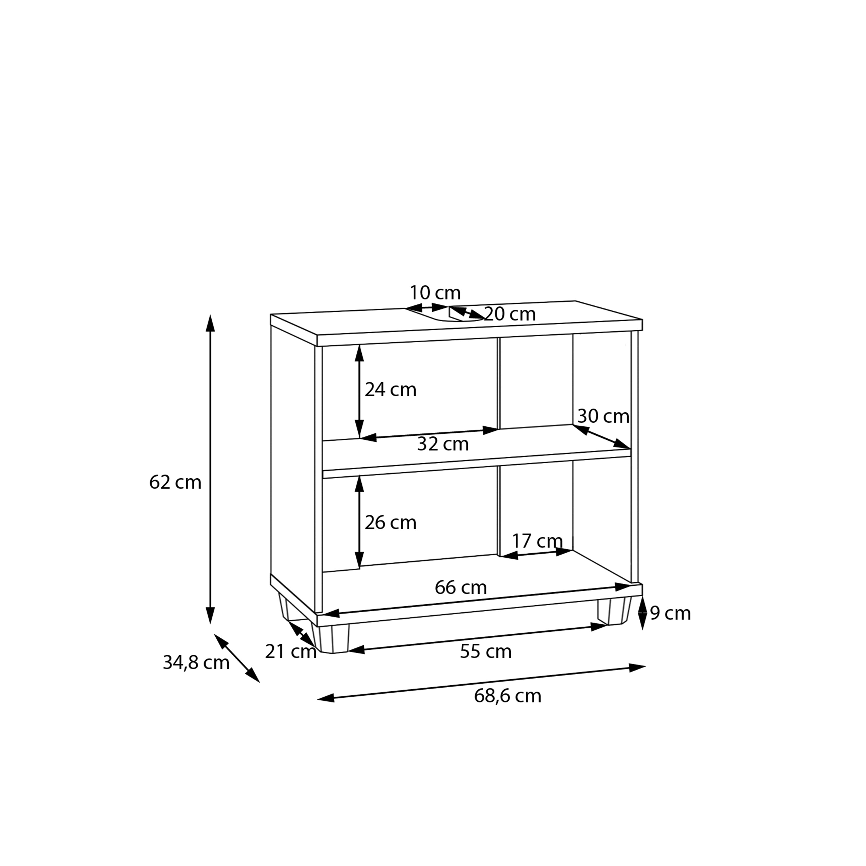 Veris Under Sink Cabinet with 2 Doors in Sand