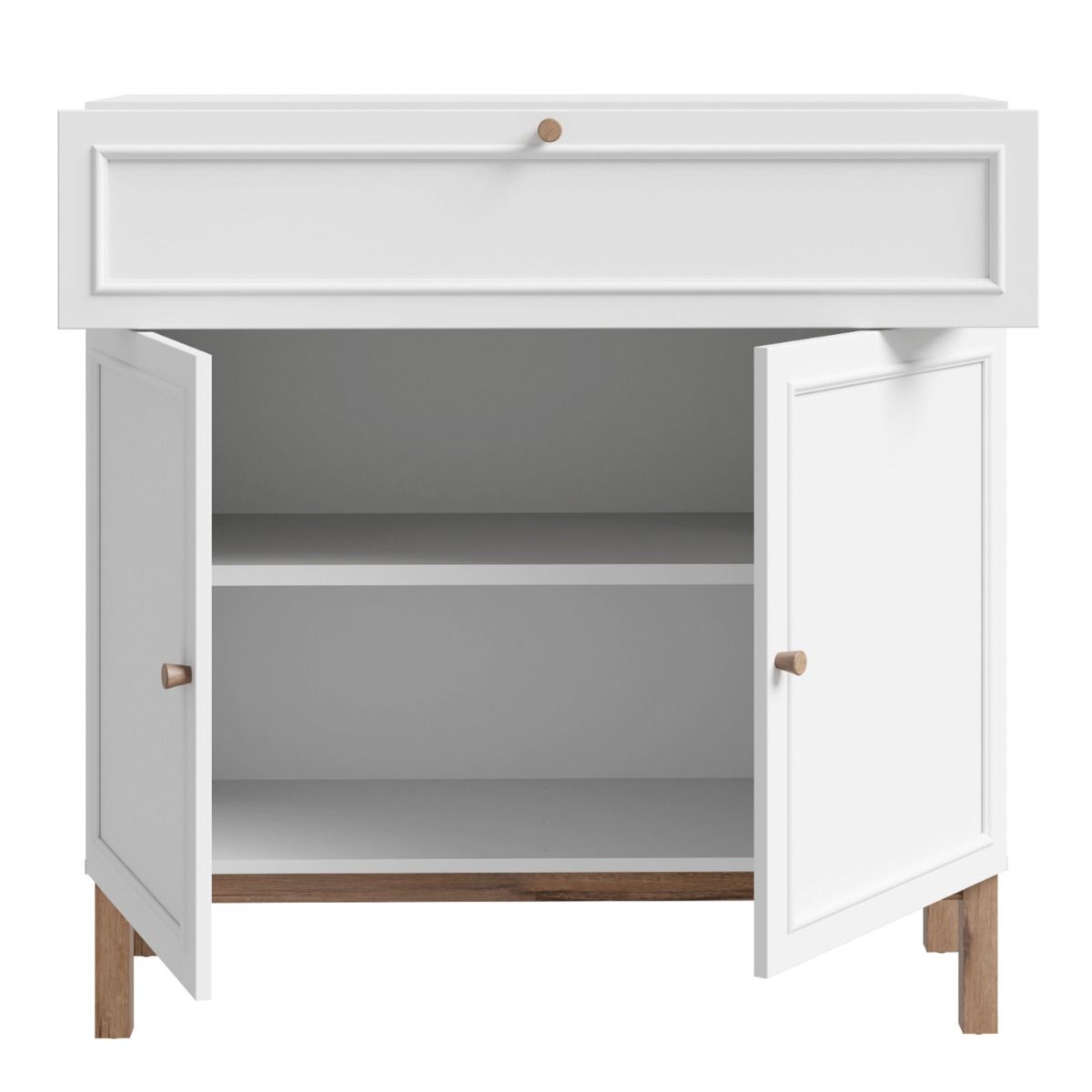 Wensley 2 Door 1 Drawer Console in Light Grey and Oak – FTG, view 4
