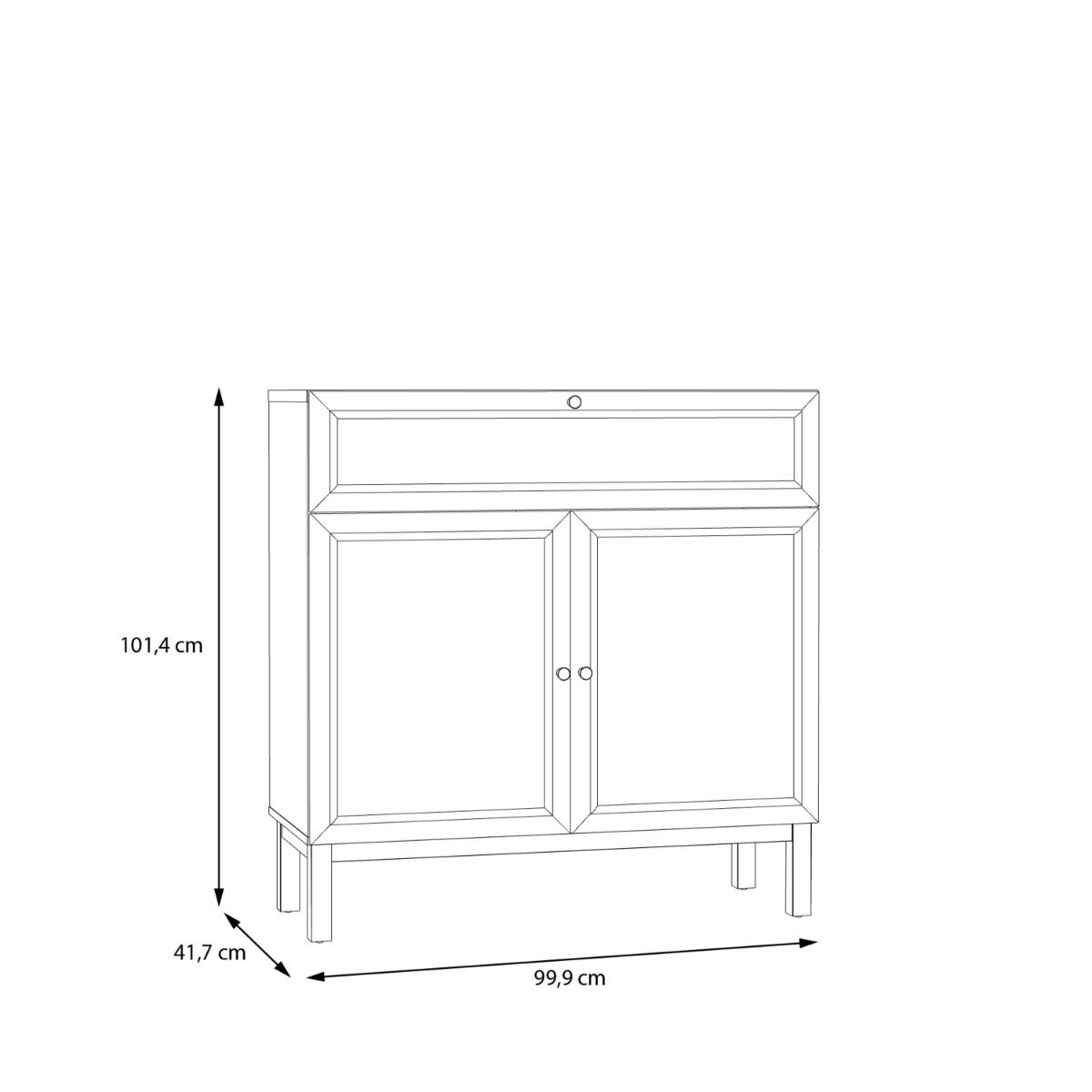Wensley 2 Door 1 Drawer Console in Light Grey and Oak – FTG, view 7