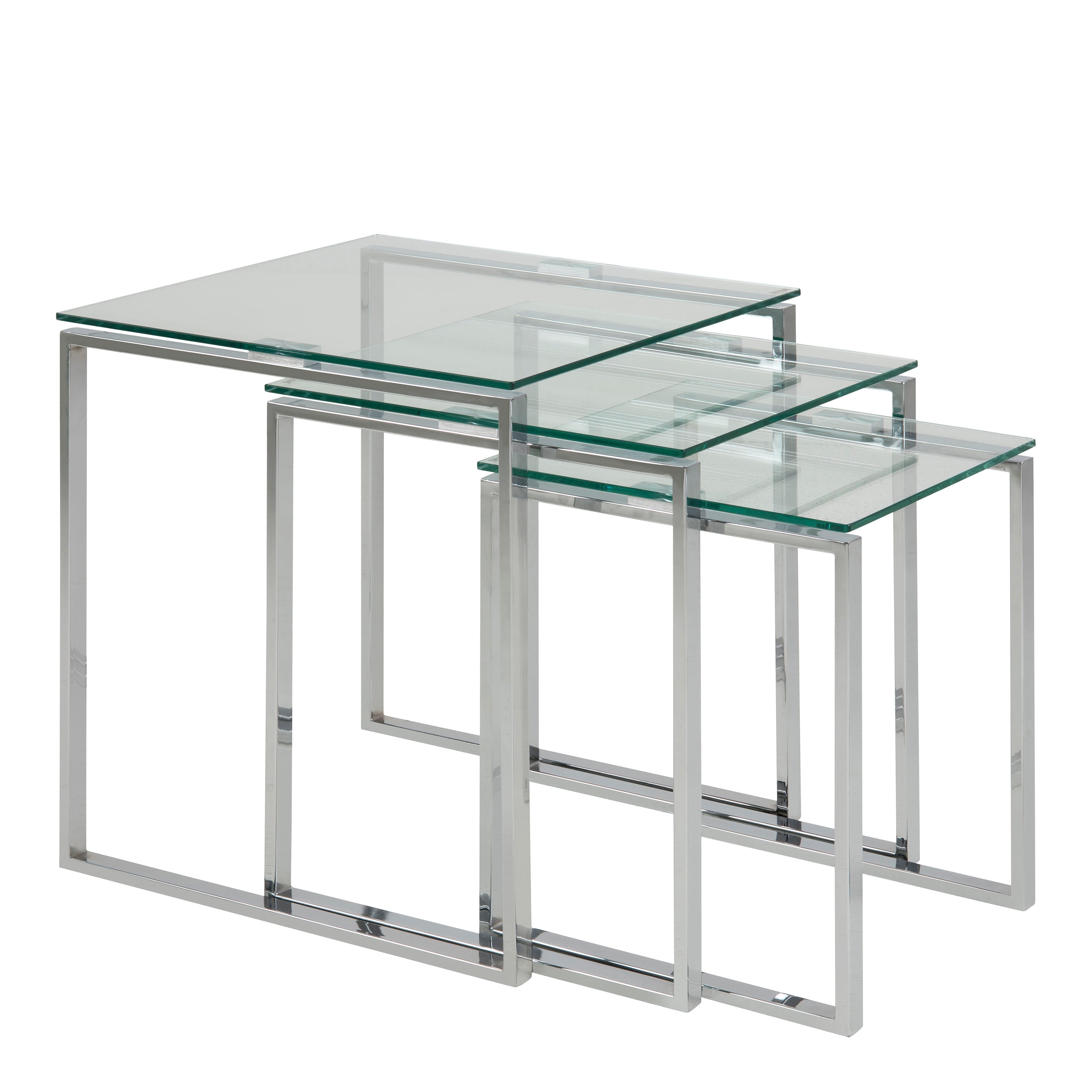 Katrine Nest of Tables with Glass Top Set of 3 – FTG