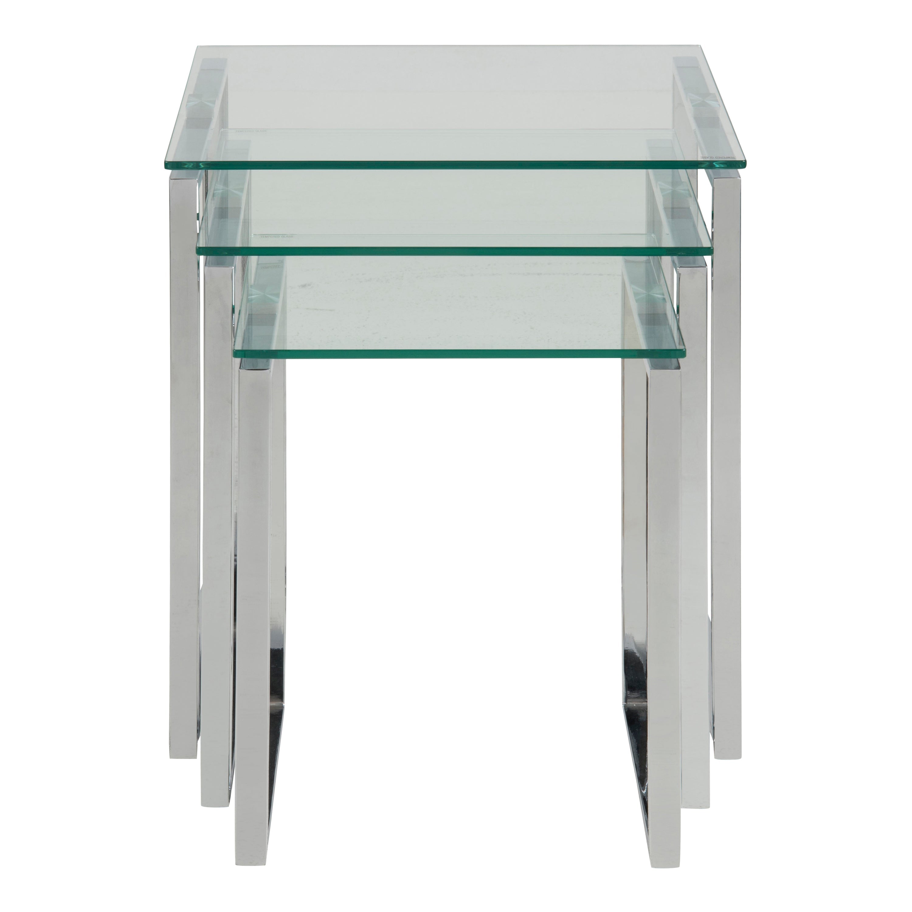 Katrine Nest of Tables with Glass Top Set of 3 – FTG, view 2