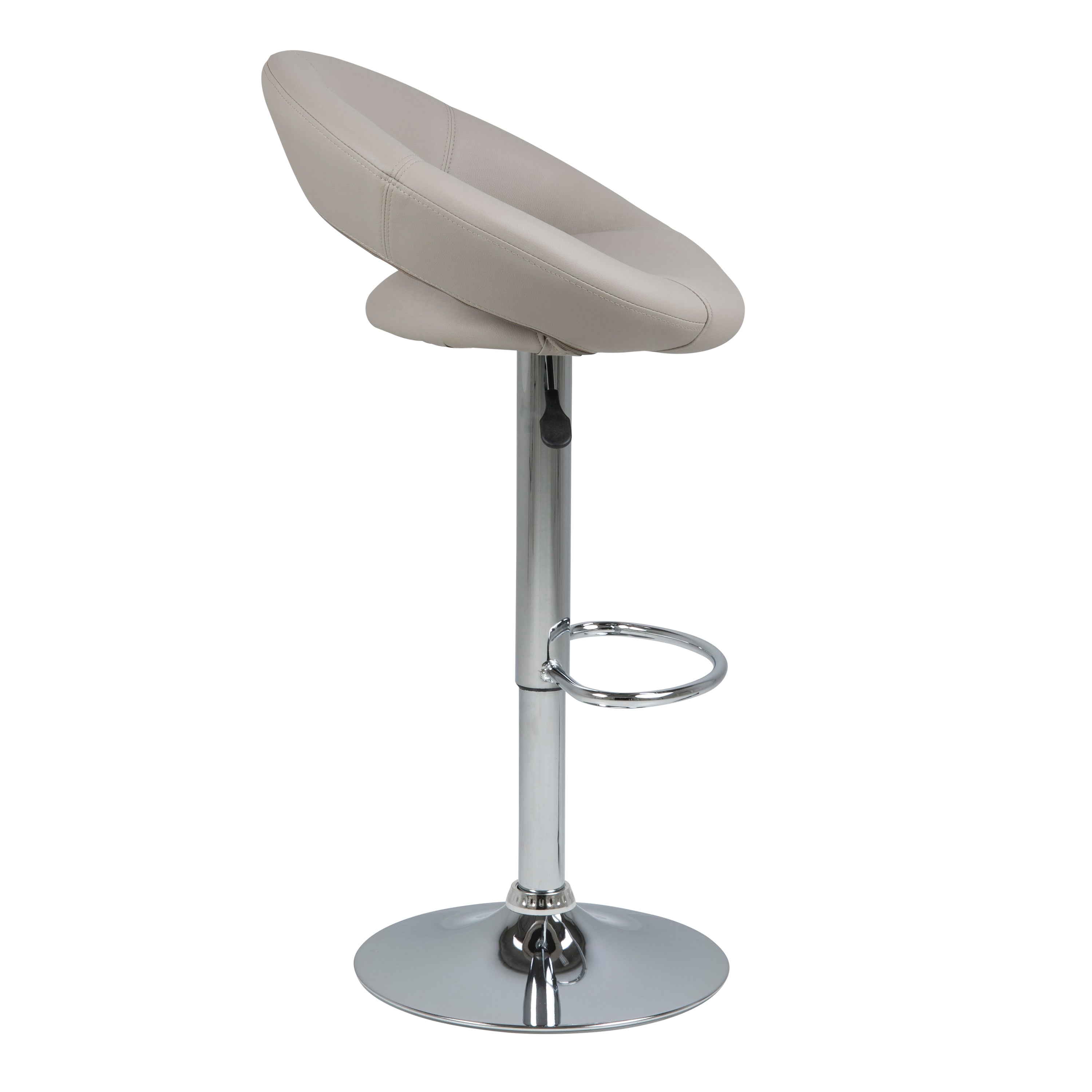 Plump Light Grey Swivel Bar Stool with Open Back – FTG, view 3