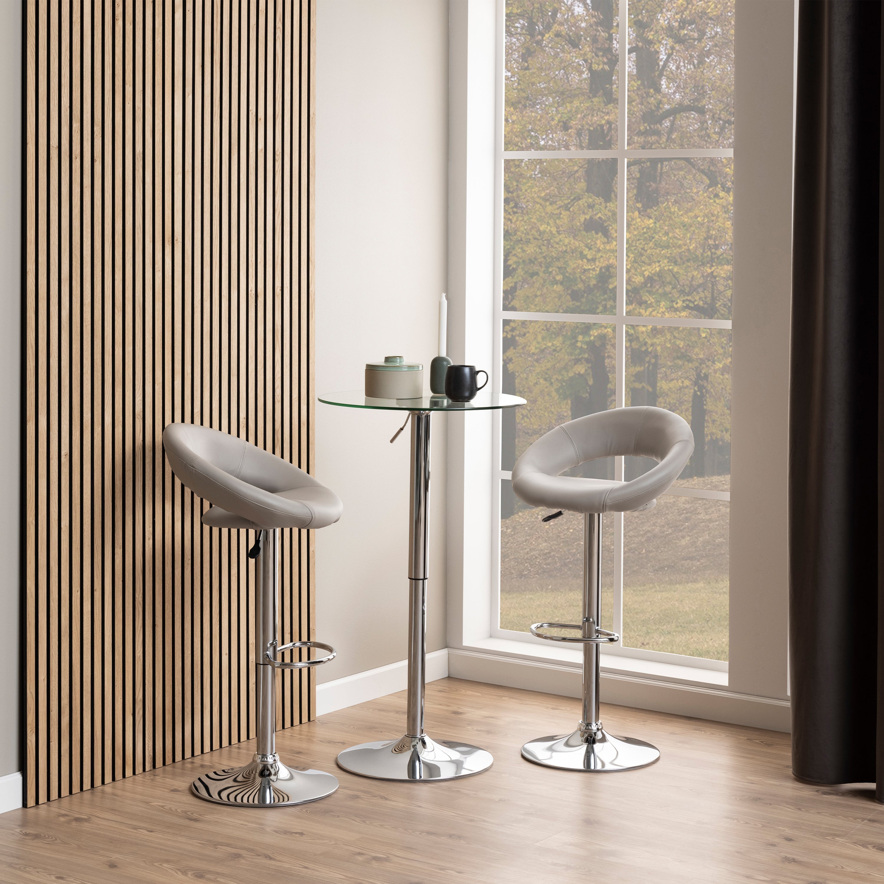Plump Light Grey Swivel Bar Stool with Open Back – FTG, view 4