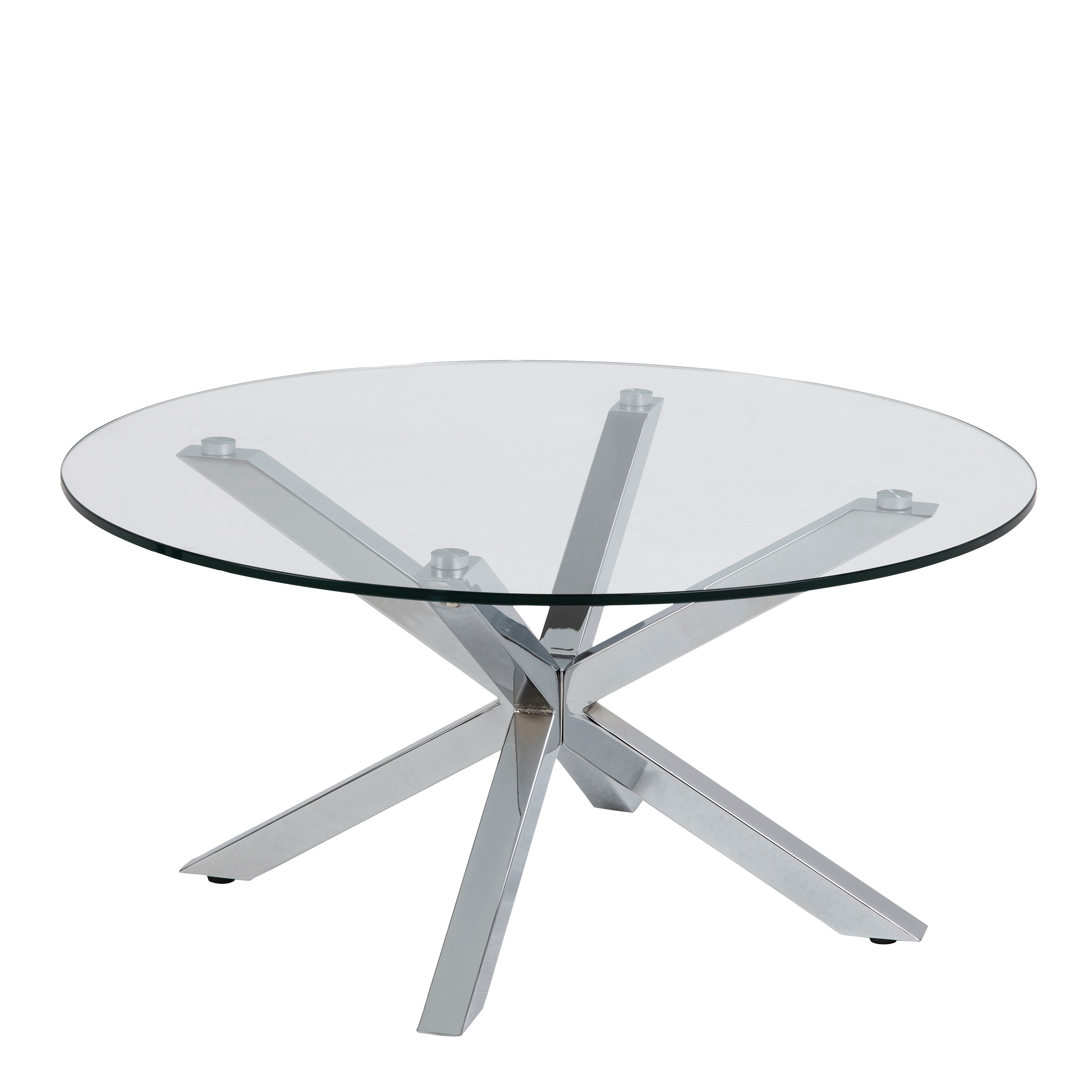 Heaven Round Coffee Table with Glass Top and Chrome Legs – FTG, view 2