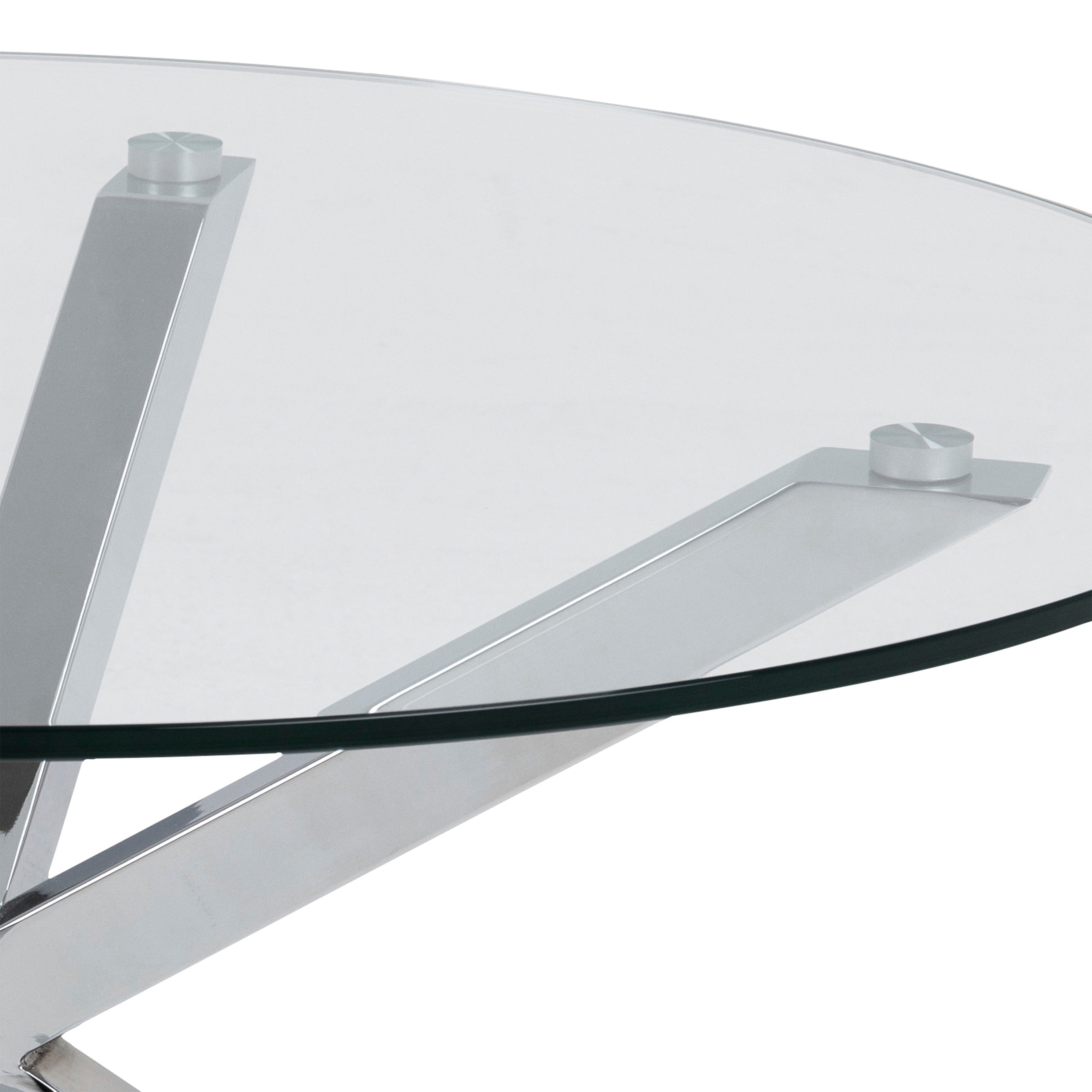 Heaven Round Coffee Table with Glass Top and Chrome Legs – FTG, view 7