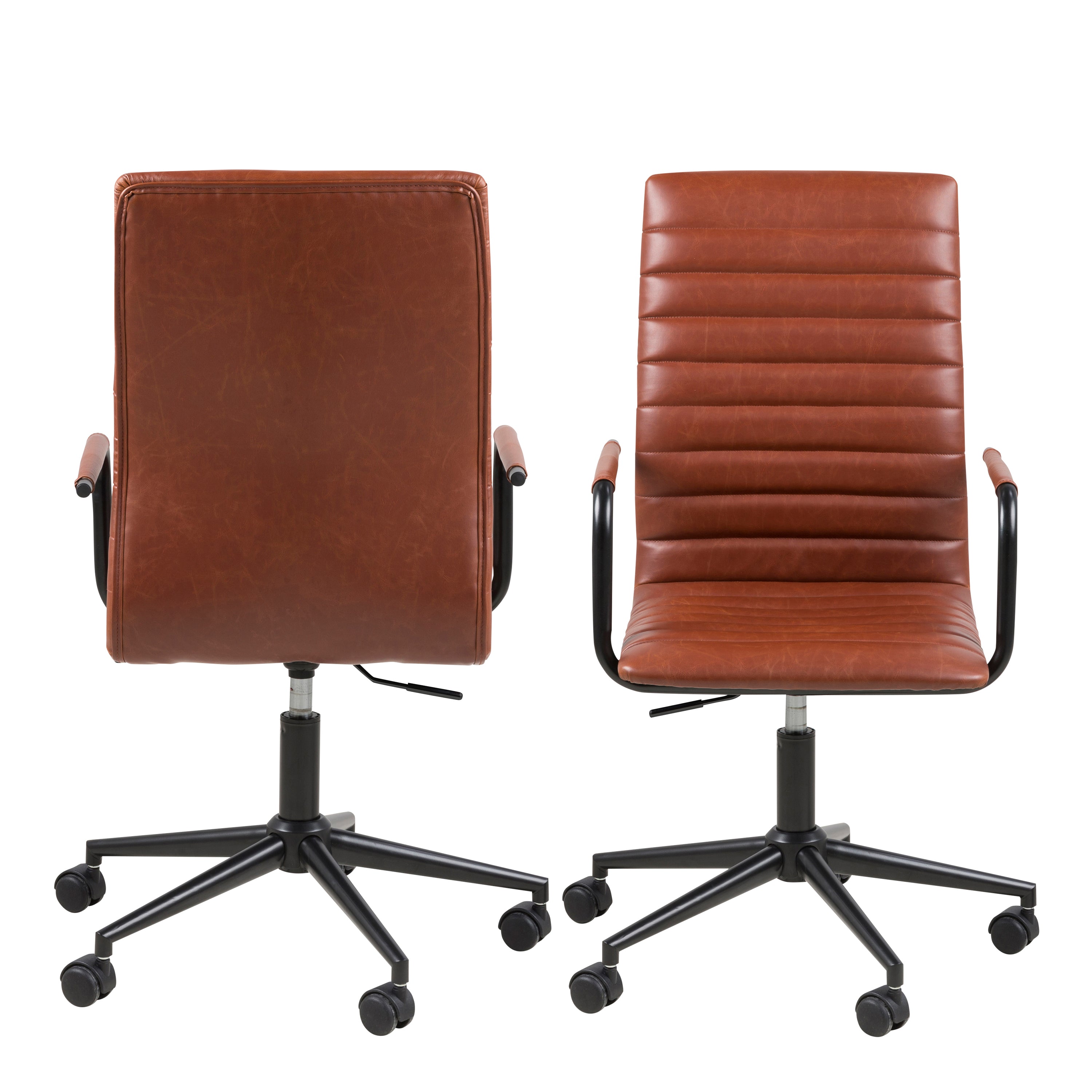 Winslow Swivel Desk Chair With Adjustable Height Function in Vintage Brandy – FTG, view 2