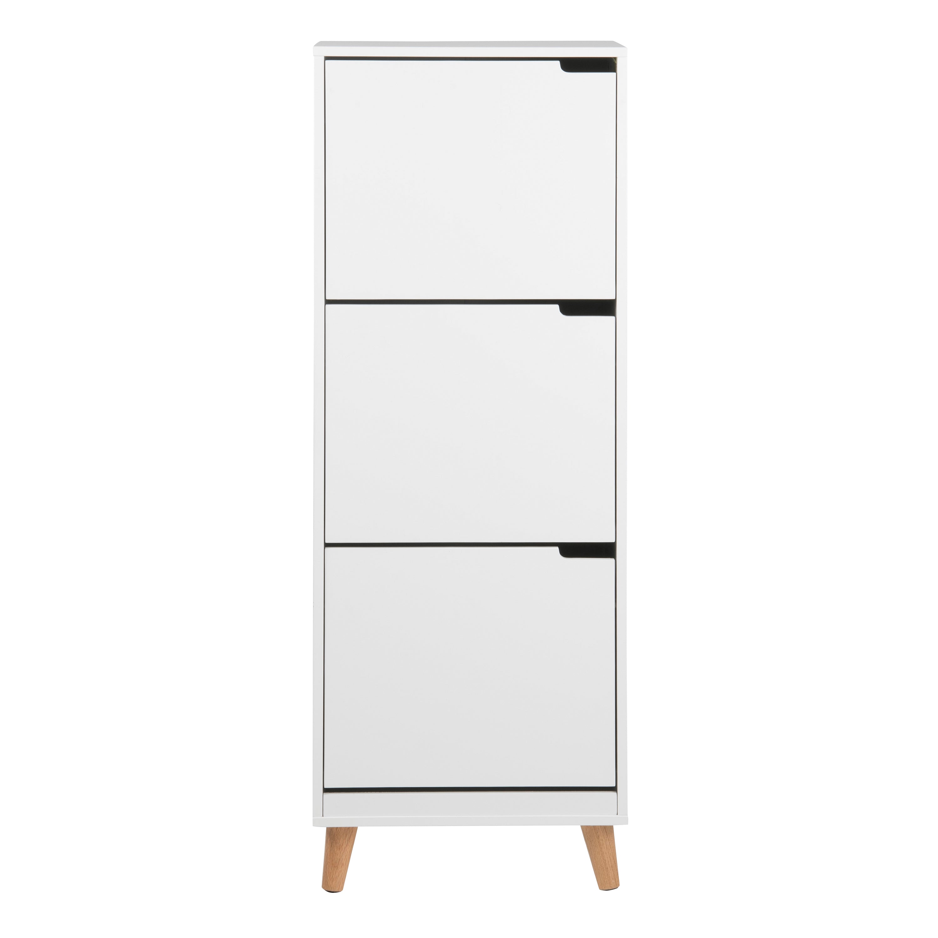 Mitra Shoe Cabinet 3 Flip Down Doors in White – FTG, view 2