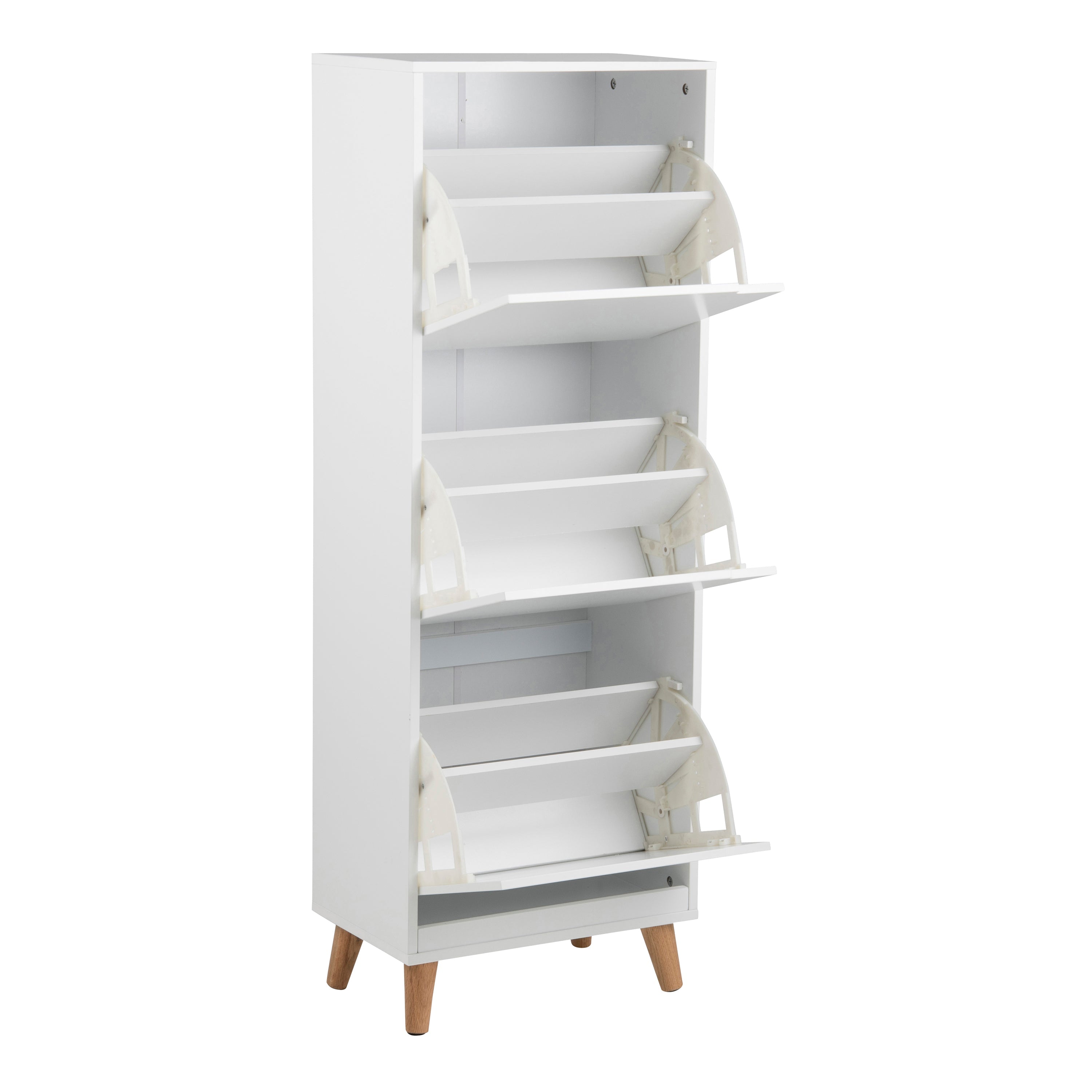 Mitra Shoe Cabinet 3 Flip Down Doors in White – FTG, view 4