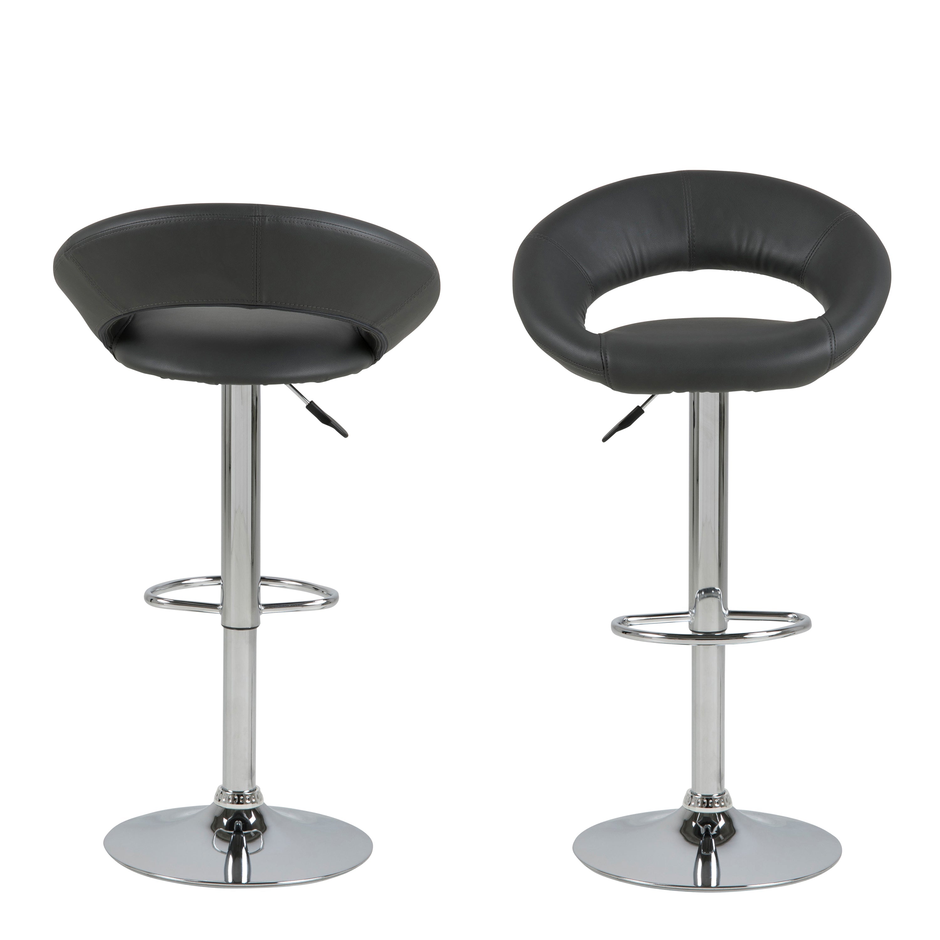 Plump Black Swivel Bar Stool with Open Back – FTG, view 2