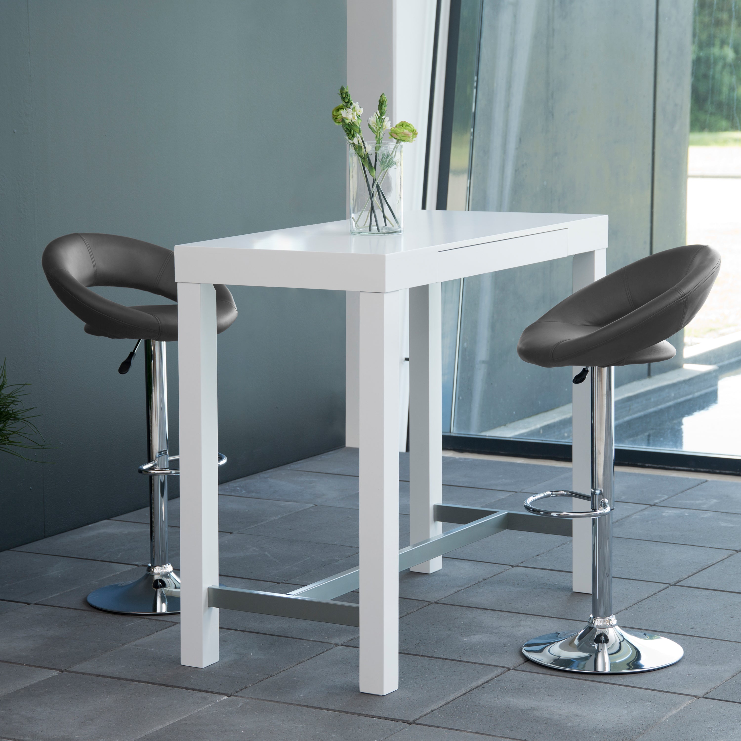 Plump Black Swivel Bar Stool with Open Back – FTG, view 4