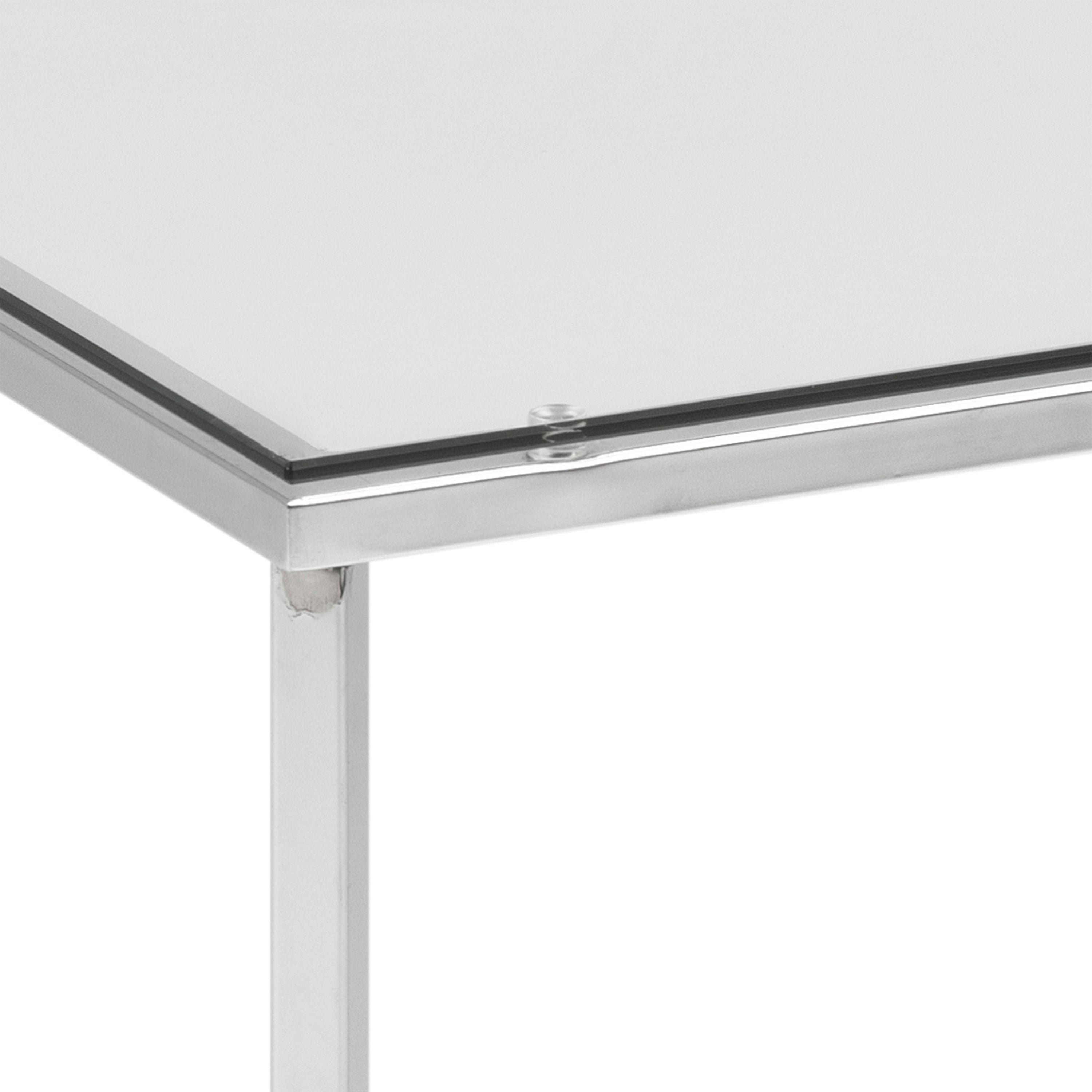 Cross Square Metal Side Table with Glass Top – FTG, view 4