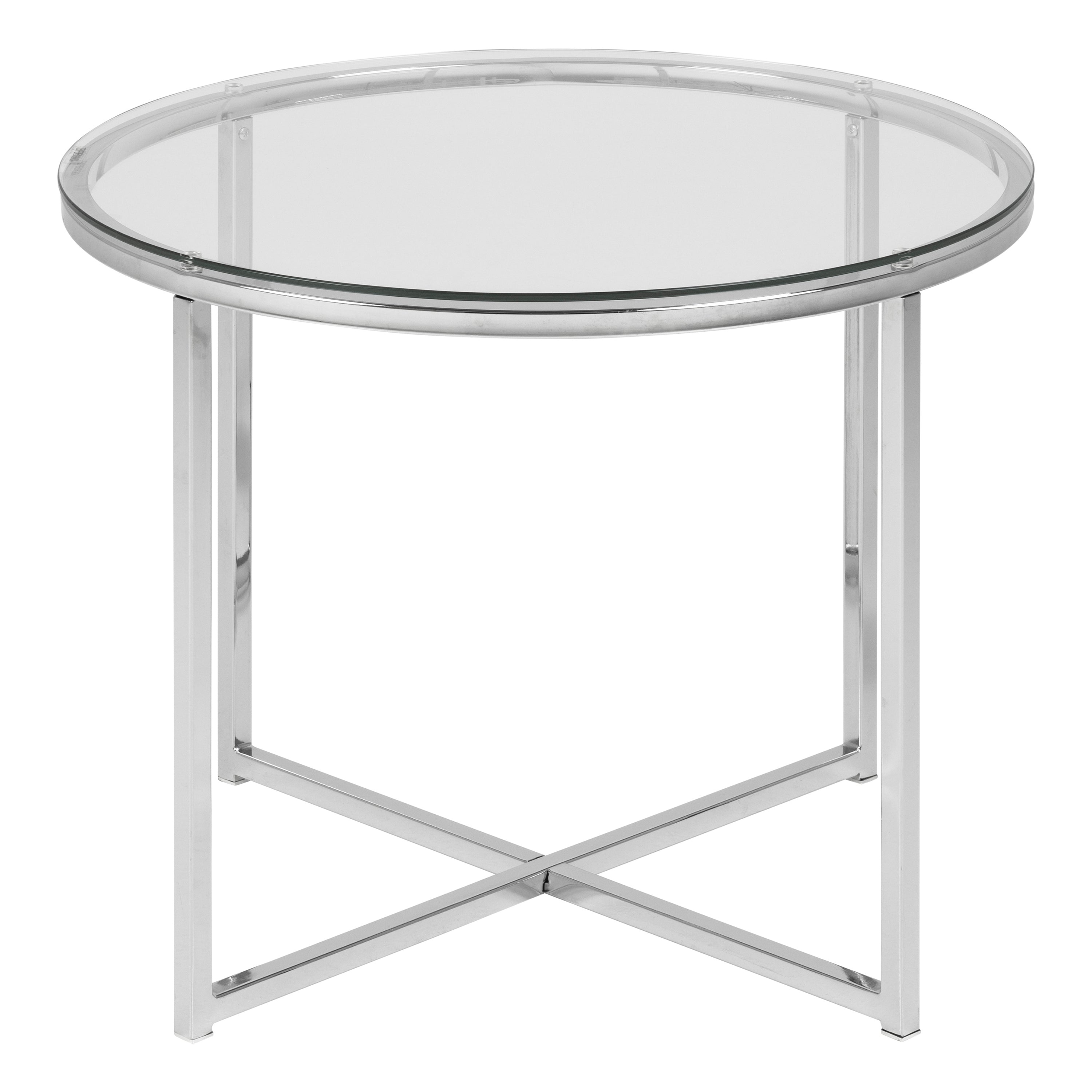 Cross Round Metal Side Table with Glass Top – FTG, view 2