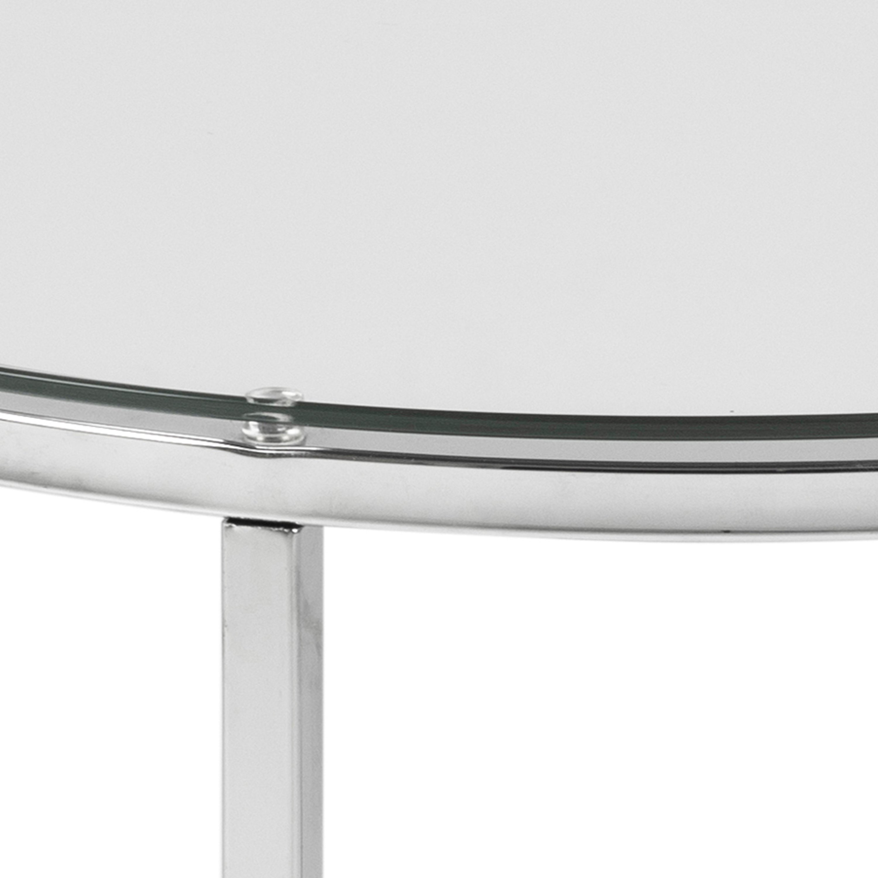 Cross Round Metal Side Table with Glass Top – FTG, view 4