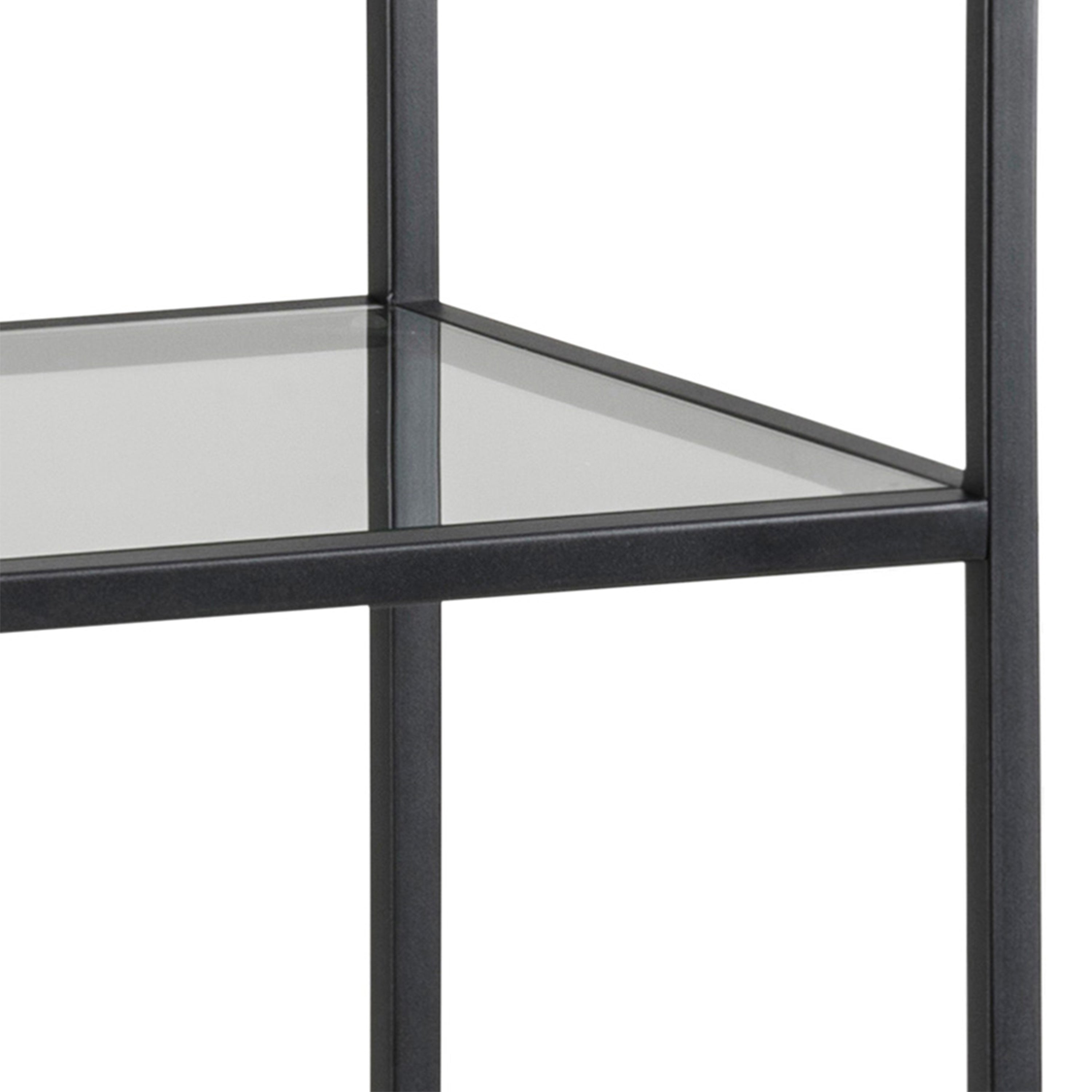 Seaford Narrow Black Metal Bookcase with 3 Glass Shelves – FTG, view 5