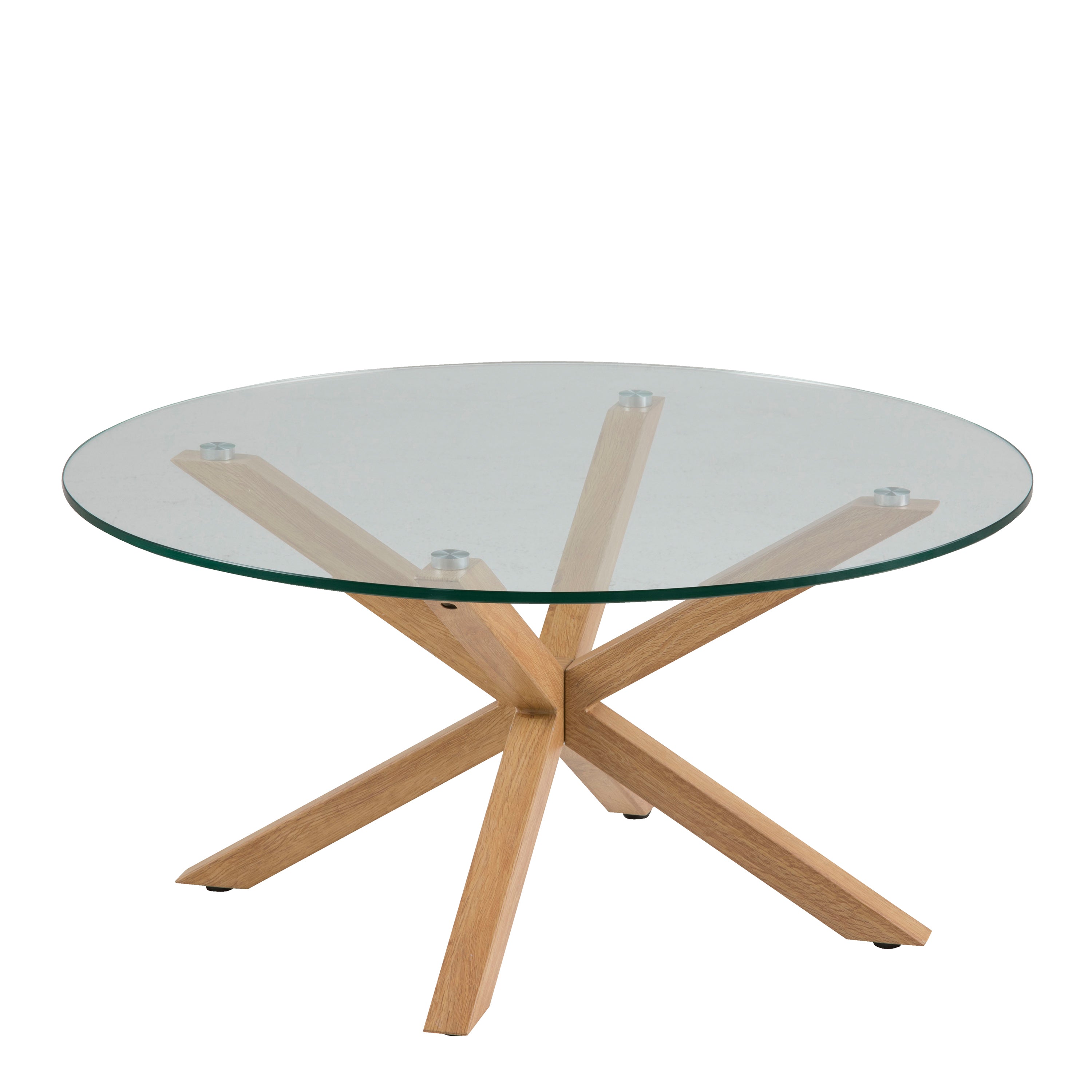 Heaven Round Coffee Table with Smoked Glass Top and Oak Legs – FTG