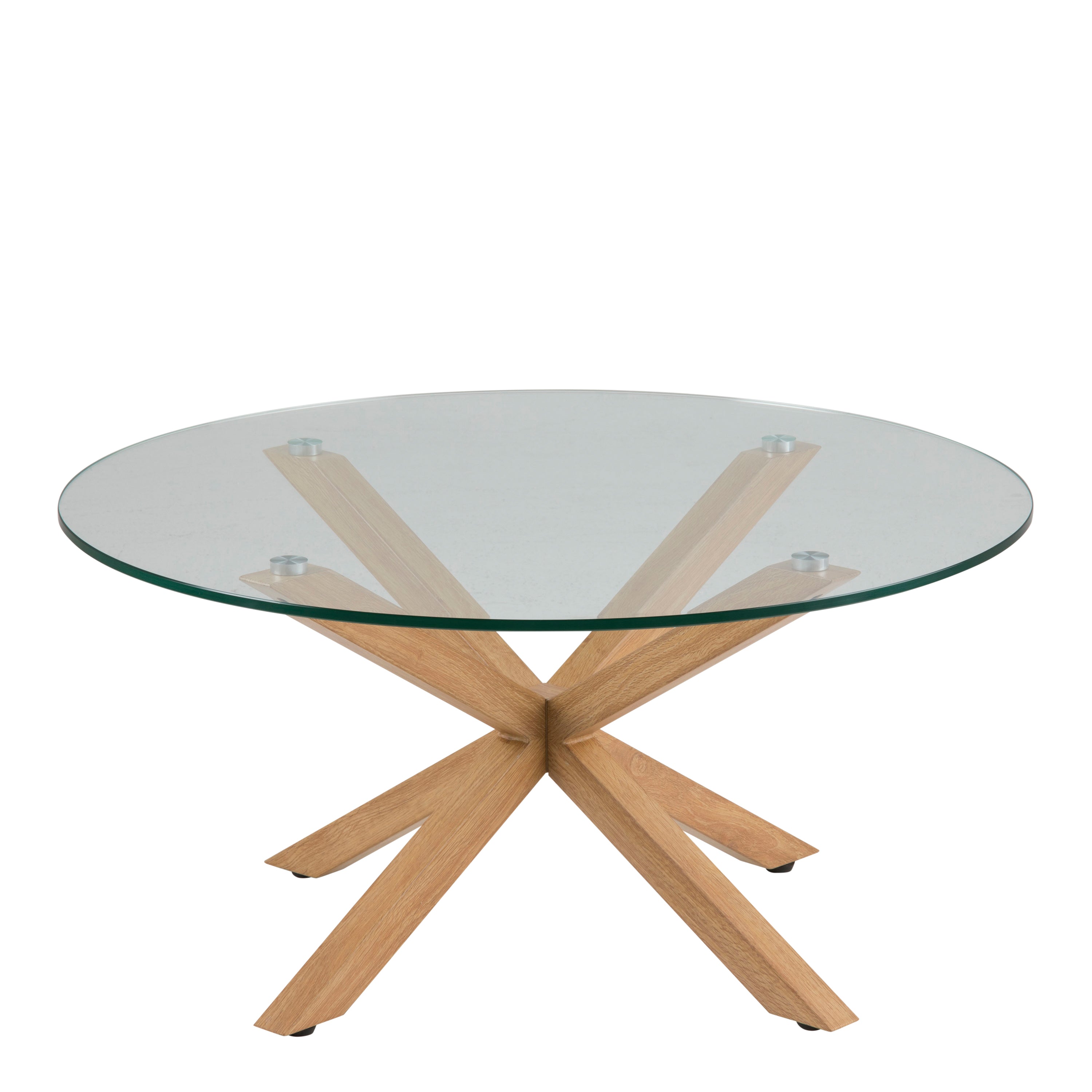 Heaven Round Coffee Table with Smoked Glass Top and Oak Legs – FTG, view 2