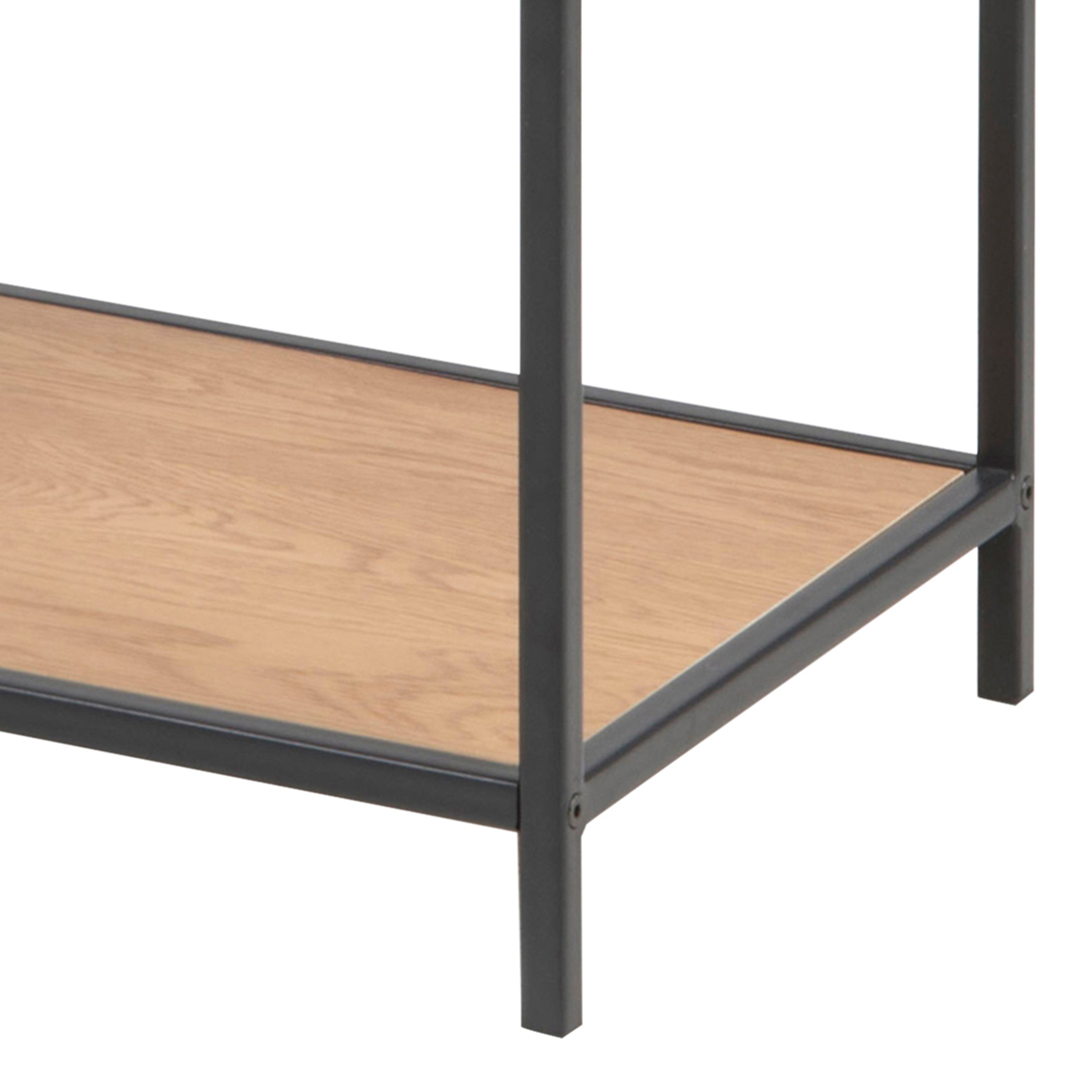 Seaford Black Metal Asymmetrical Bookcase with 3 Oak Shelves – FTG, view 5