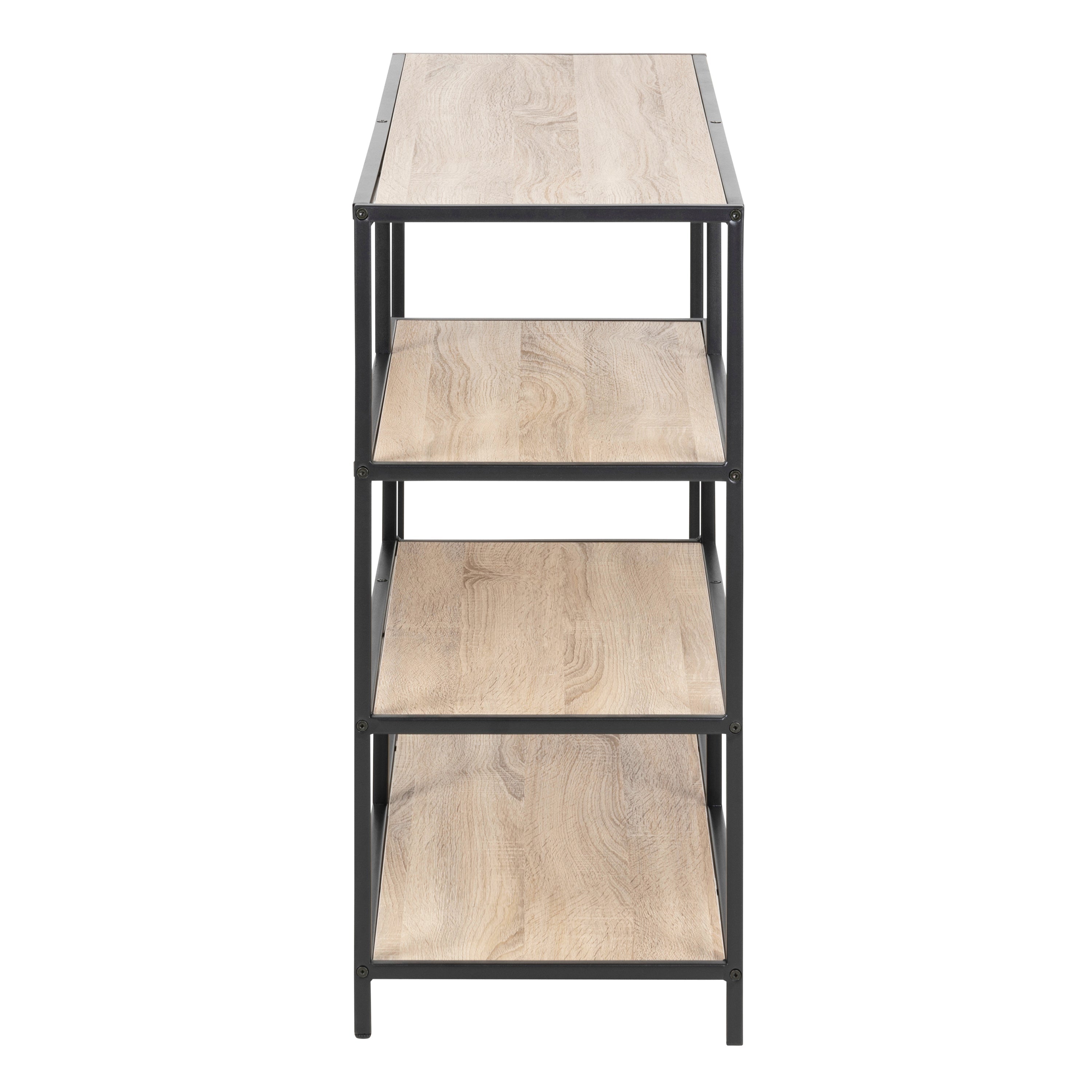 Seaford Wide Black Metal Bookcase with 4 Sonoma Oak Shelves – FTG, view 3