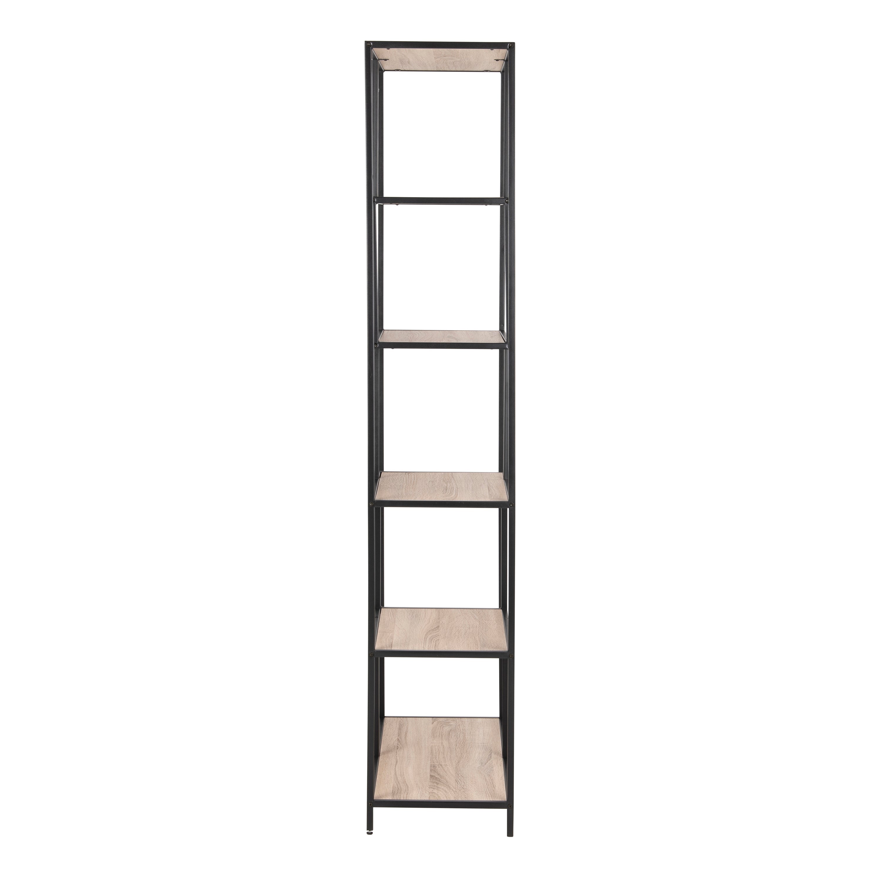 Seaford Tall Black Metal Bookcase with 5 Sonoma Oak Shelves – FTG, view 3