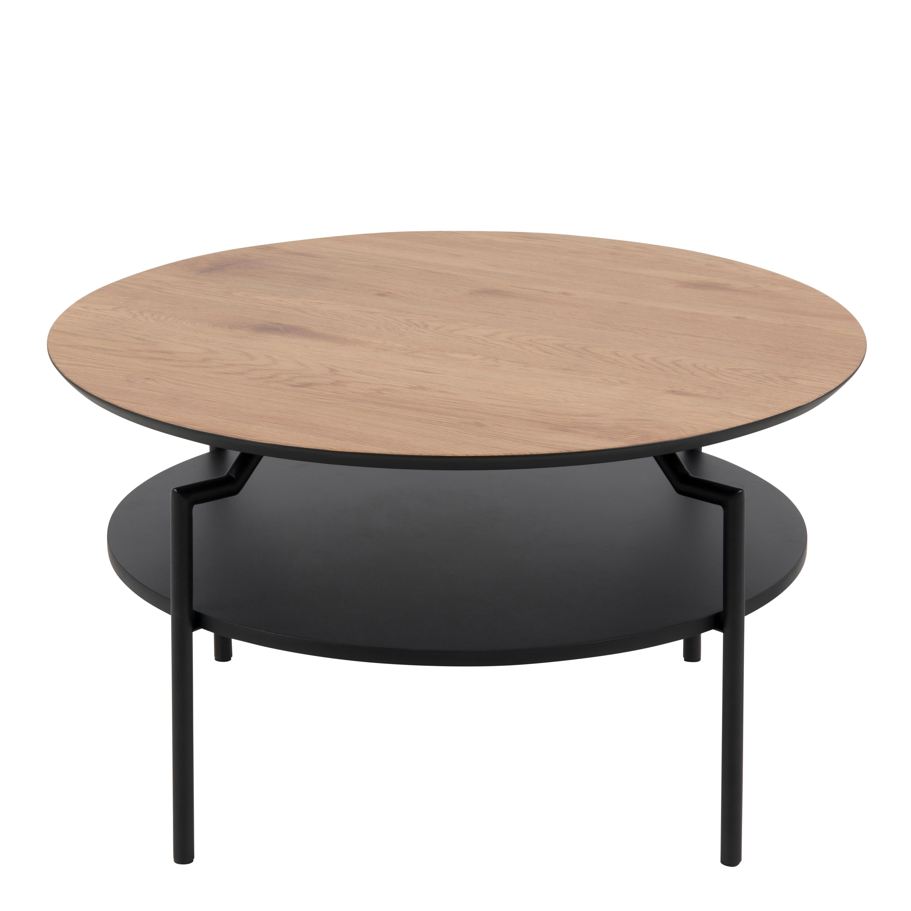 Goldington Round Coffee Table with Oak Top & Black Legs – FTG, view 2