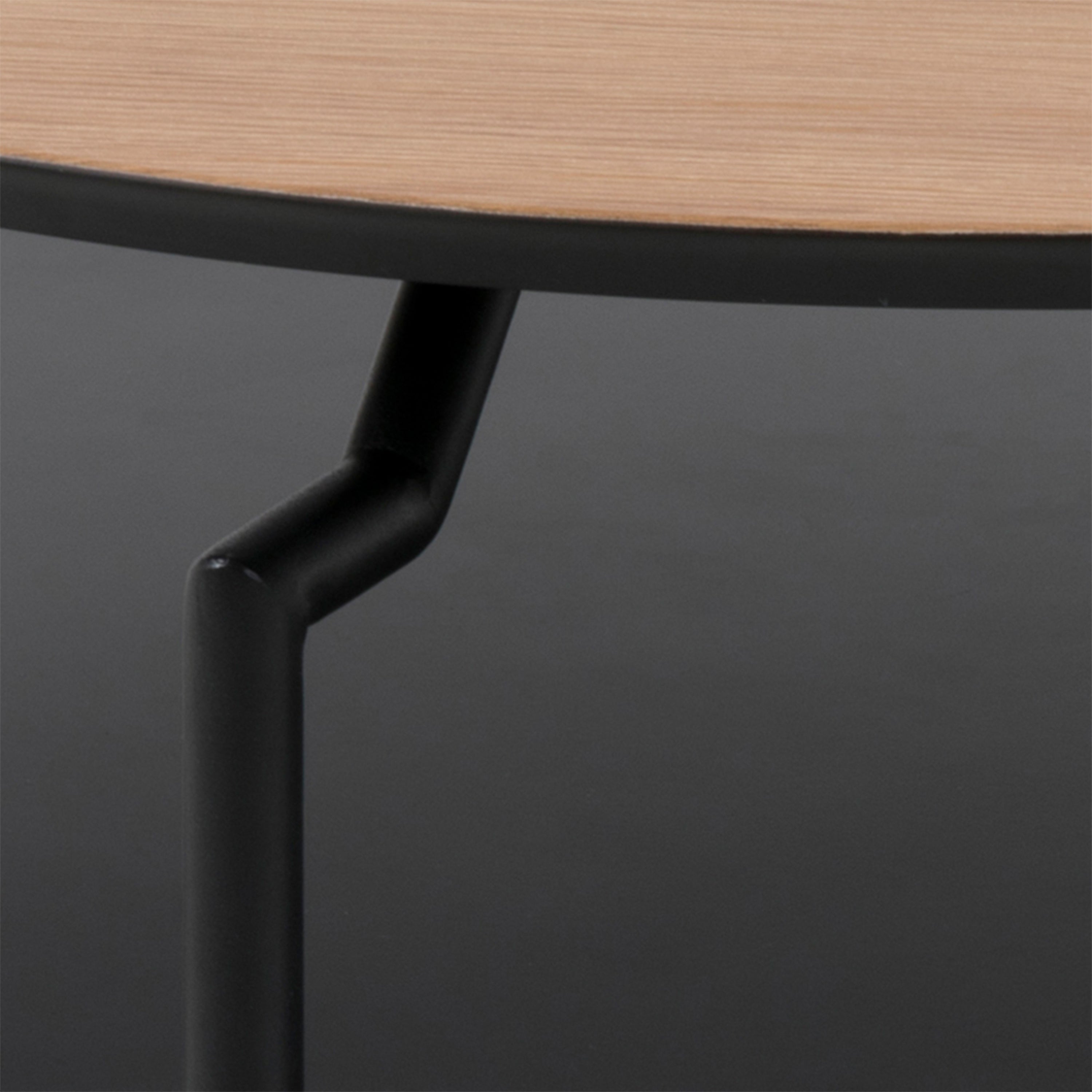 Goldington Round Coffee Table with Oak Top & Black Legs – FTG, view 6
