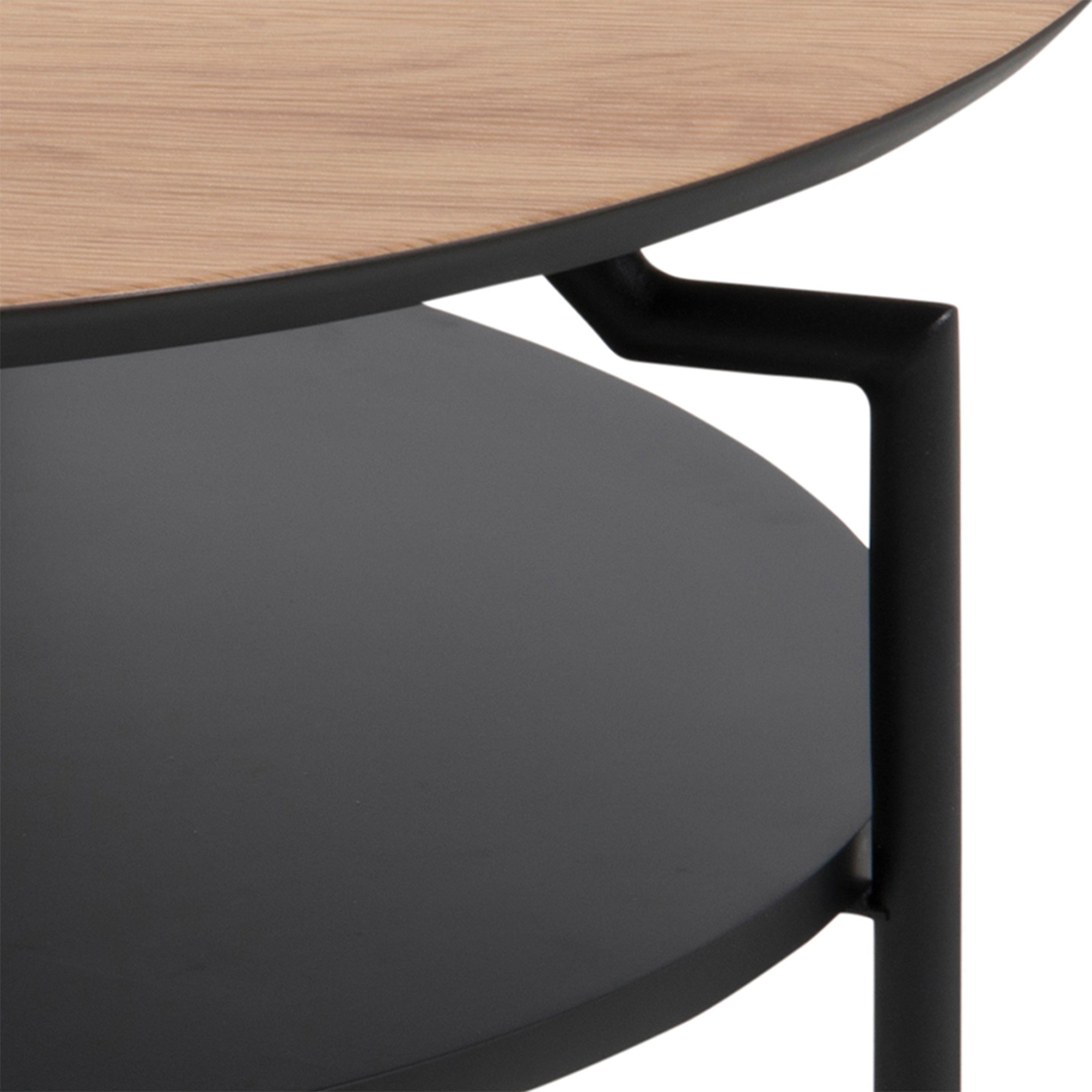 Goldington Round Coffee Table with Oak Top & Black Legs – FTG, view 7