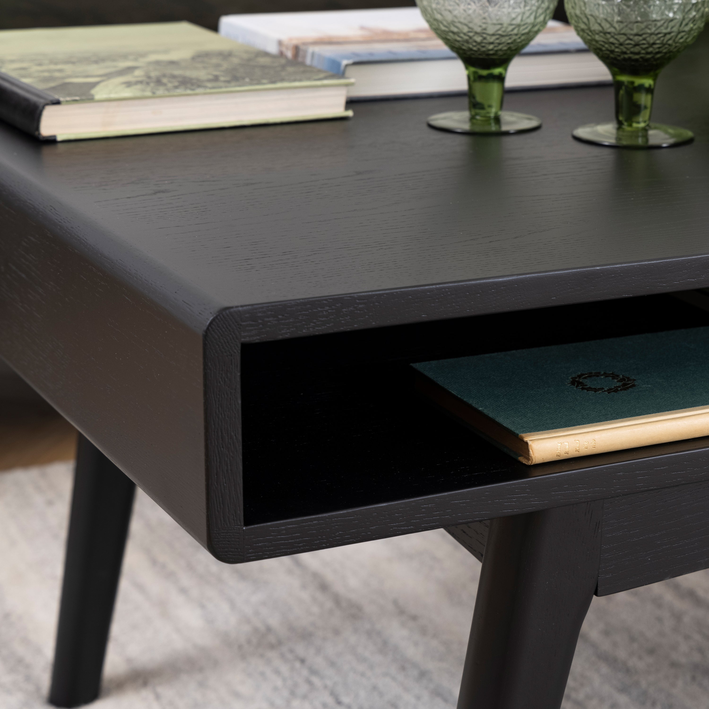 Marte Coffee Table with Open Shelf in Black – FTG, view 4