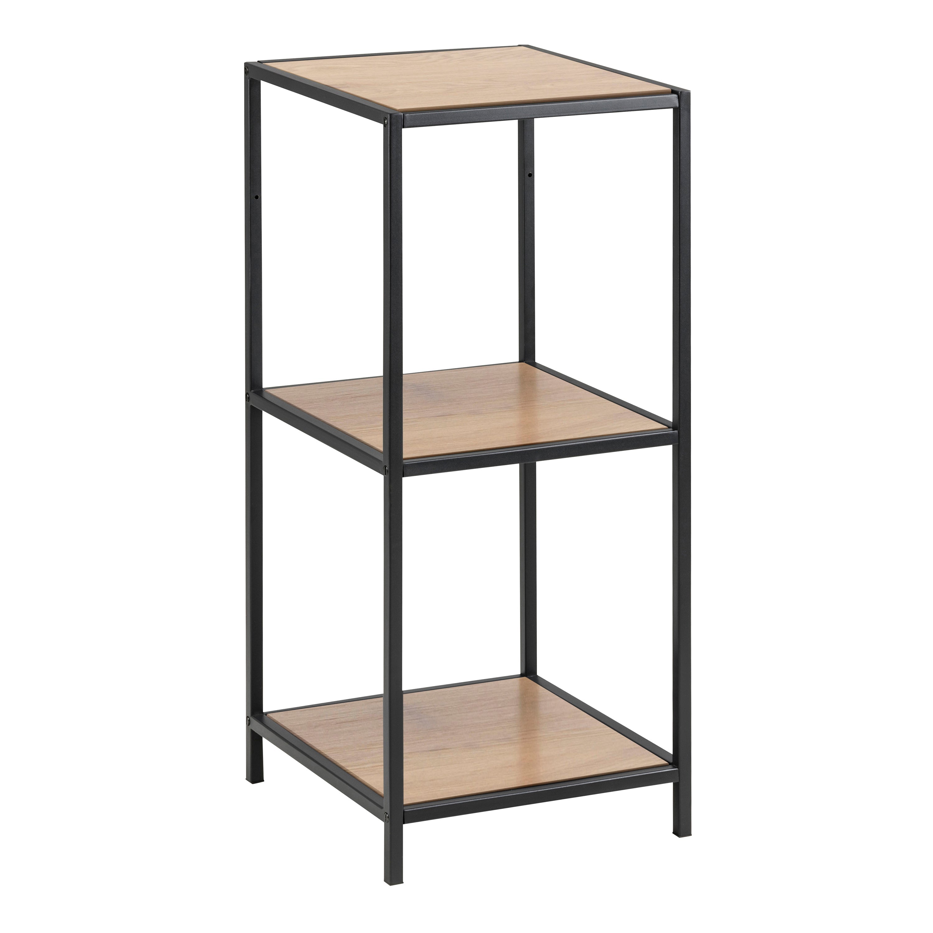 Seaford Narrow Black Metal Bookcase with 2 Oak Shelves – FTG