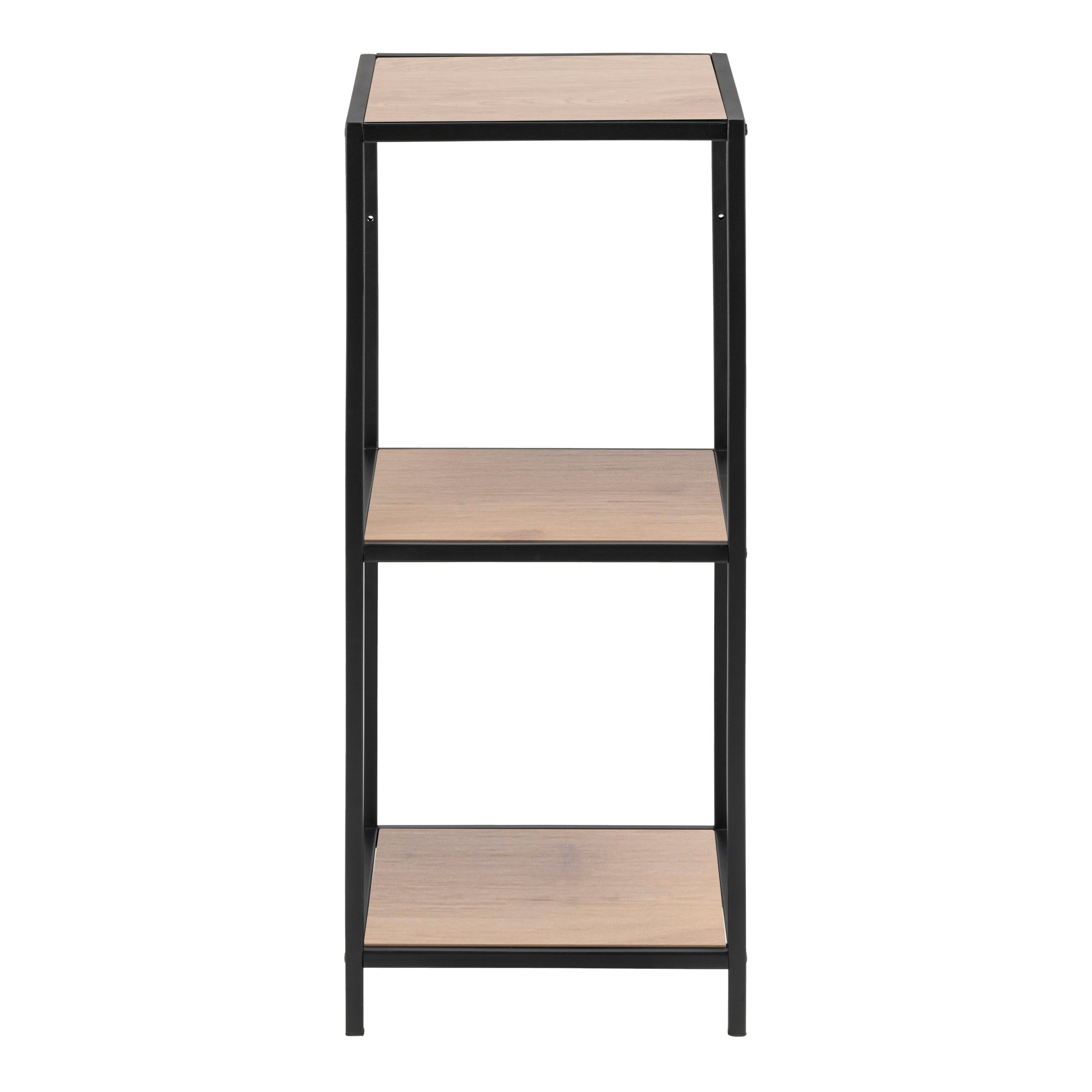 Seaford Narrow Black Metal Bookcase with 2 Oak Shelves – FTG, view 2