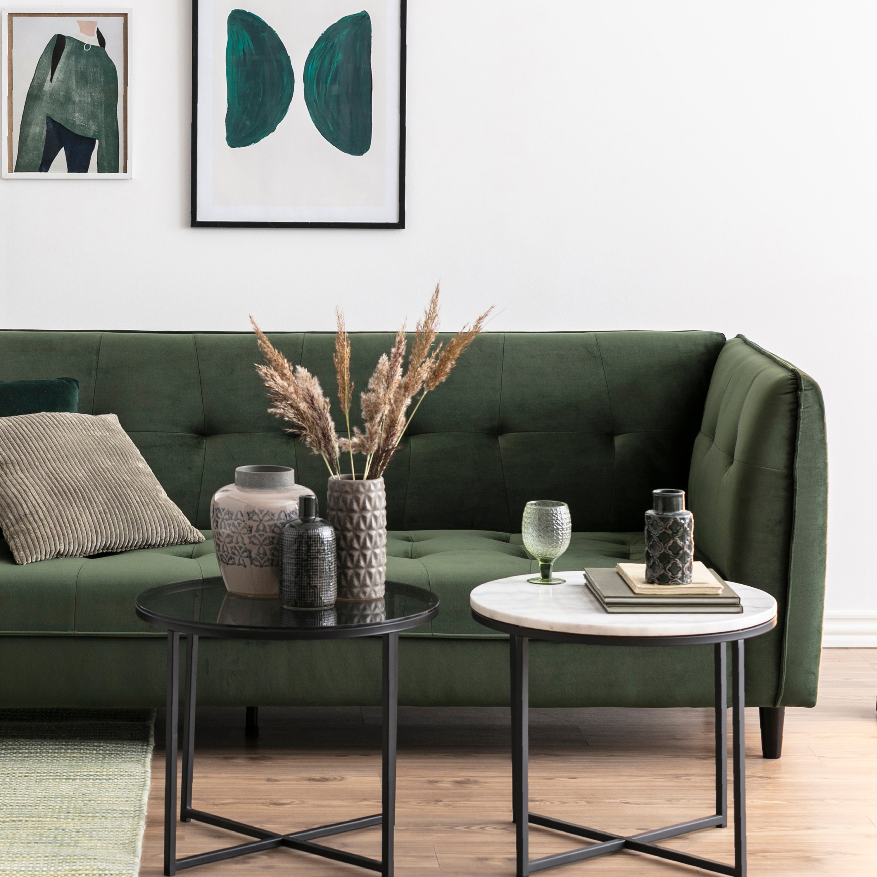Cross Round Metal Side Table with Smoked Glass Top – FTG, view 4