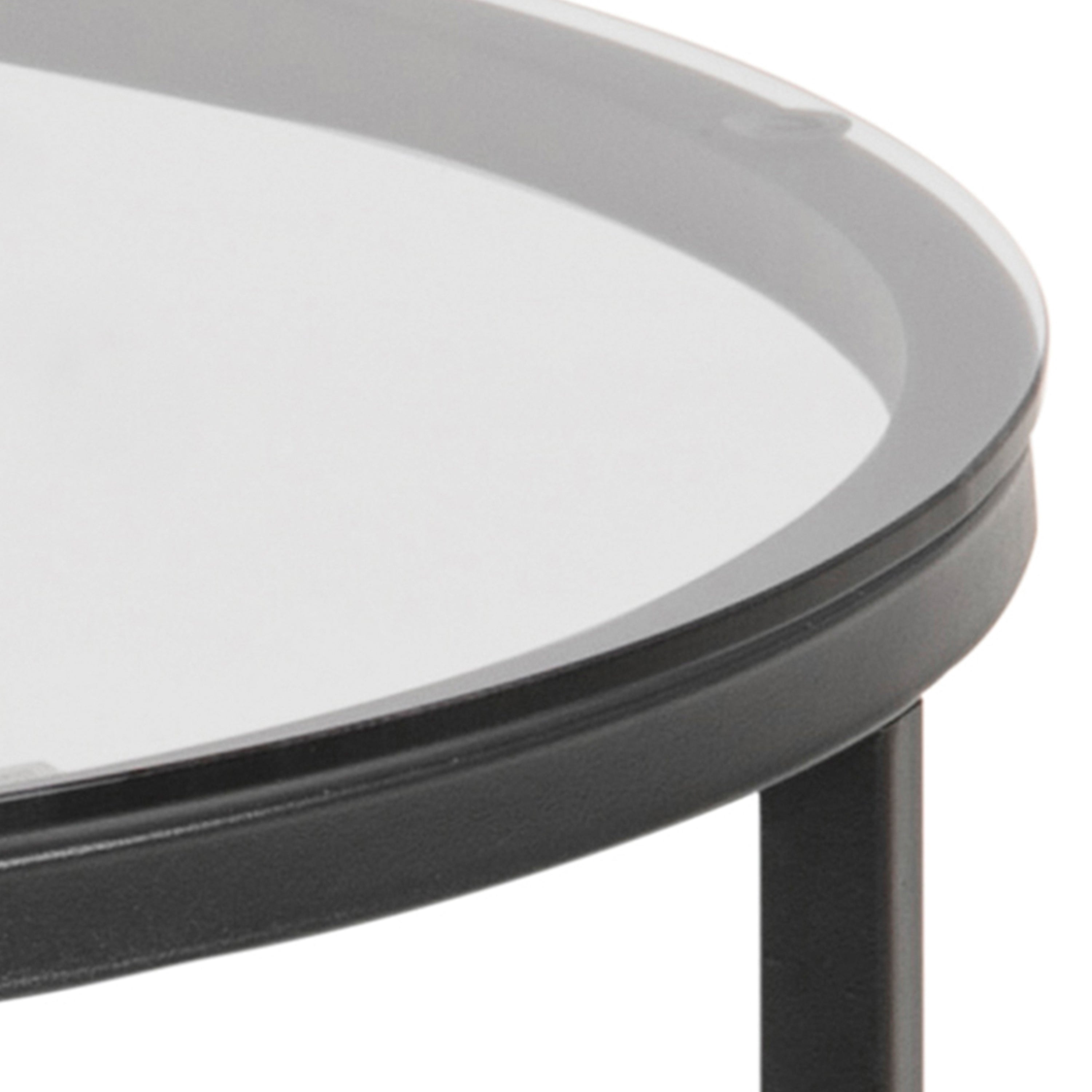 Cross Round Metal Side Table with Smoked Glass Top – FTG, view 5