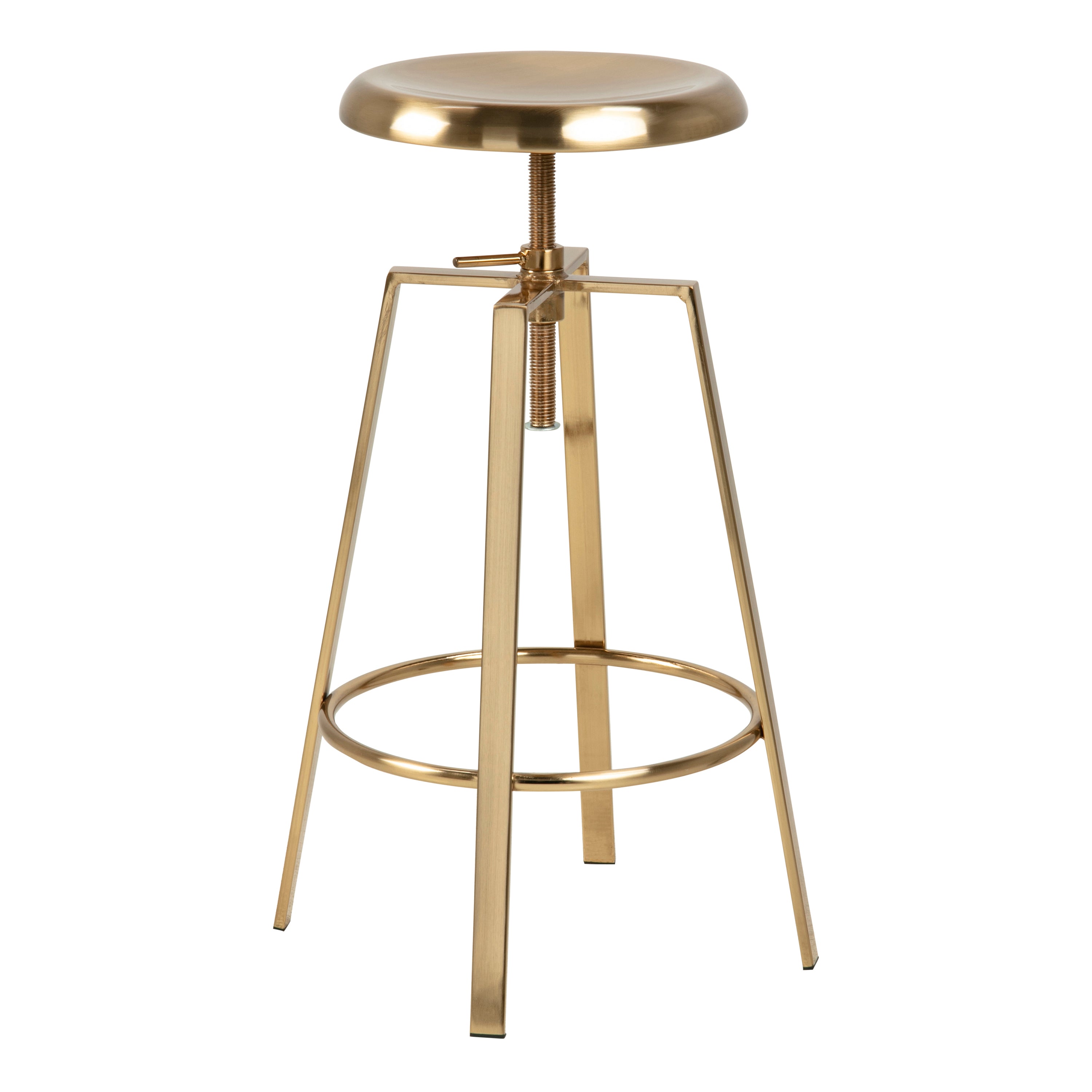 Goose Bar Stool Without Back in Gold Brushed Steel With Adjustable Height – FTG