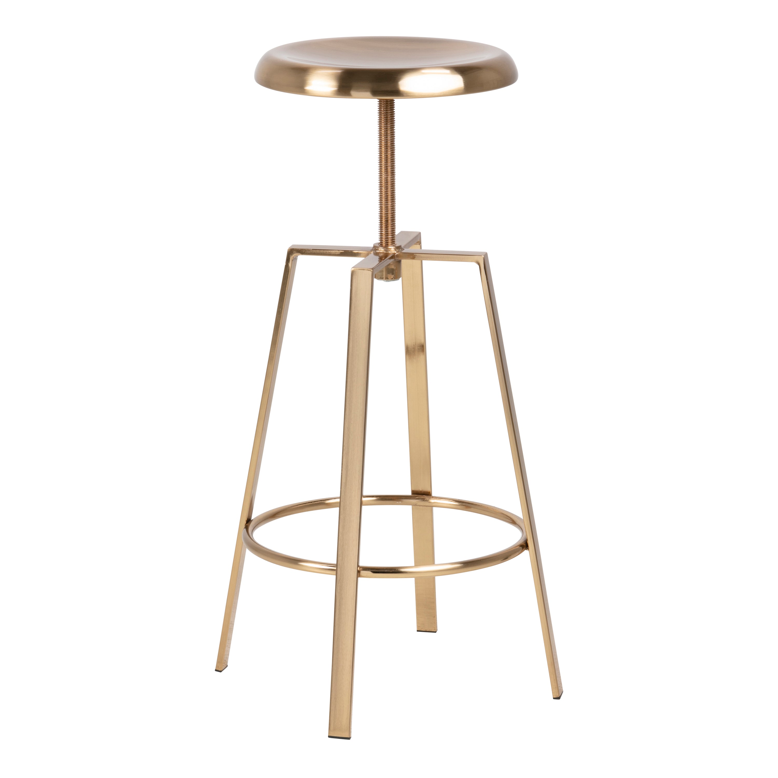 Goose Bar Stool Without Back in Gold Brushed Steel With Adjustable Height – FTG, view 3