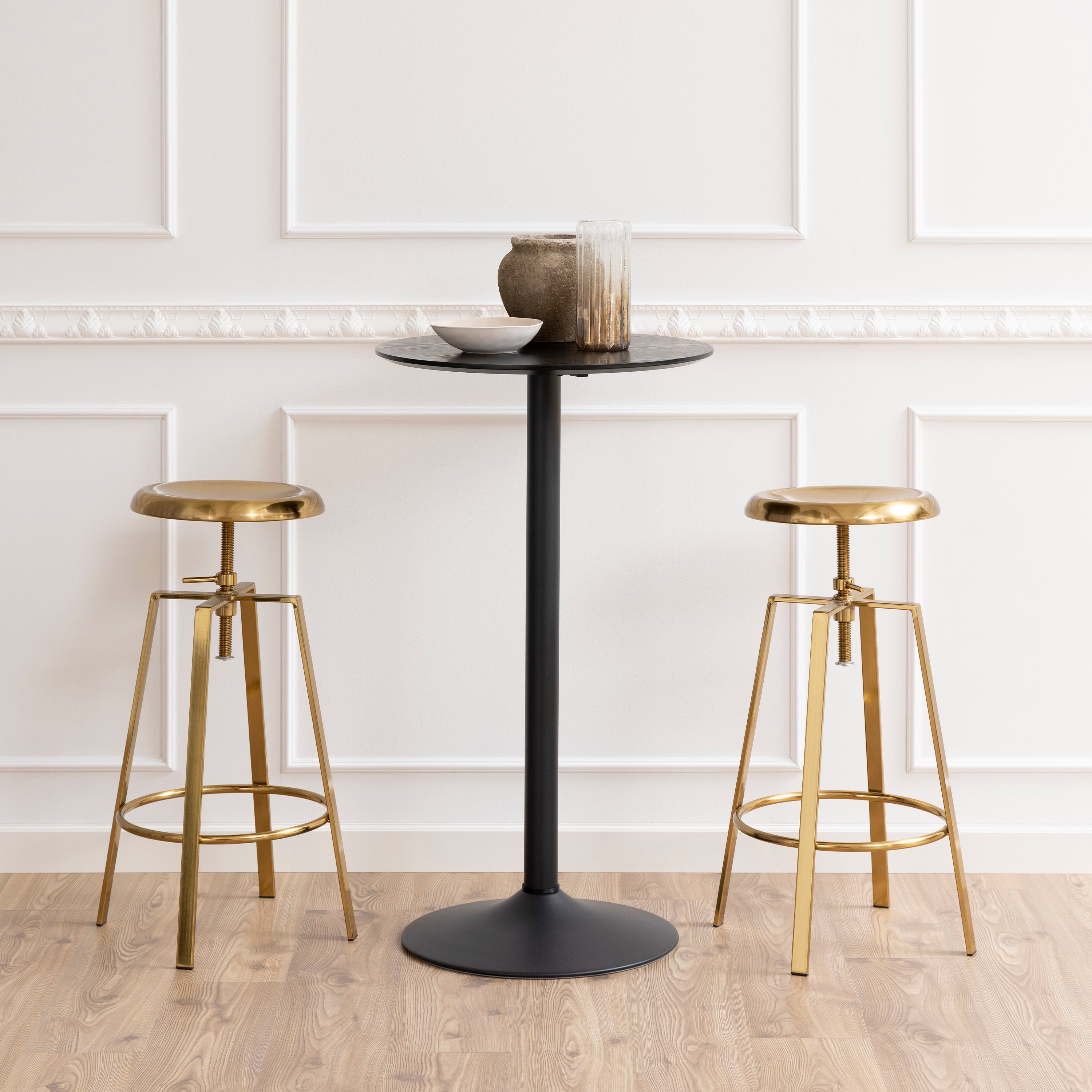 Goose Bar Stool Without Back in Gold Brushed Steel With Adjustable Height – FTG, view 5