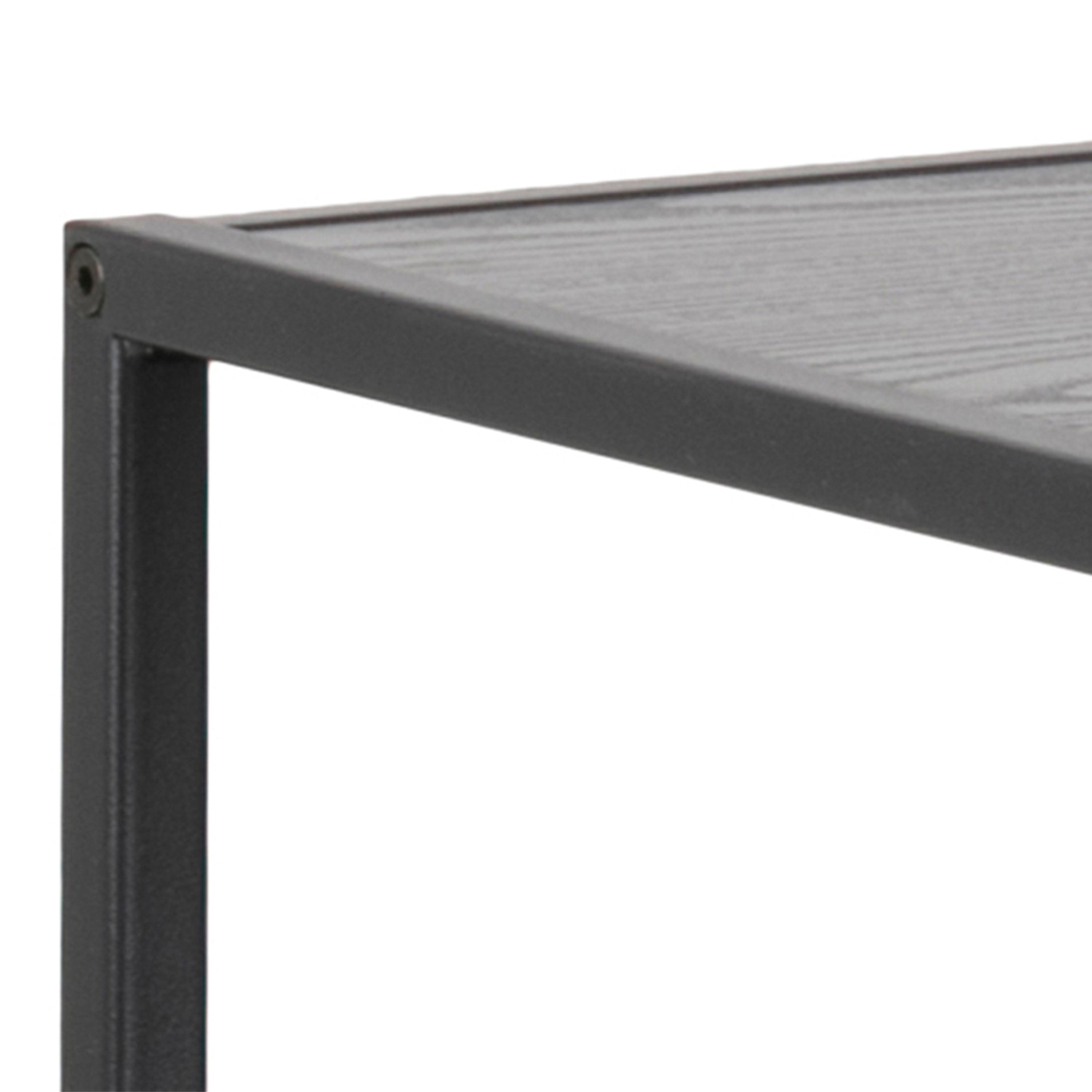 Seaford Wide Black Metal Bookcase with 4 Black Oak Shelves – FTG, view 6