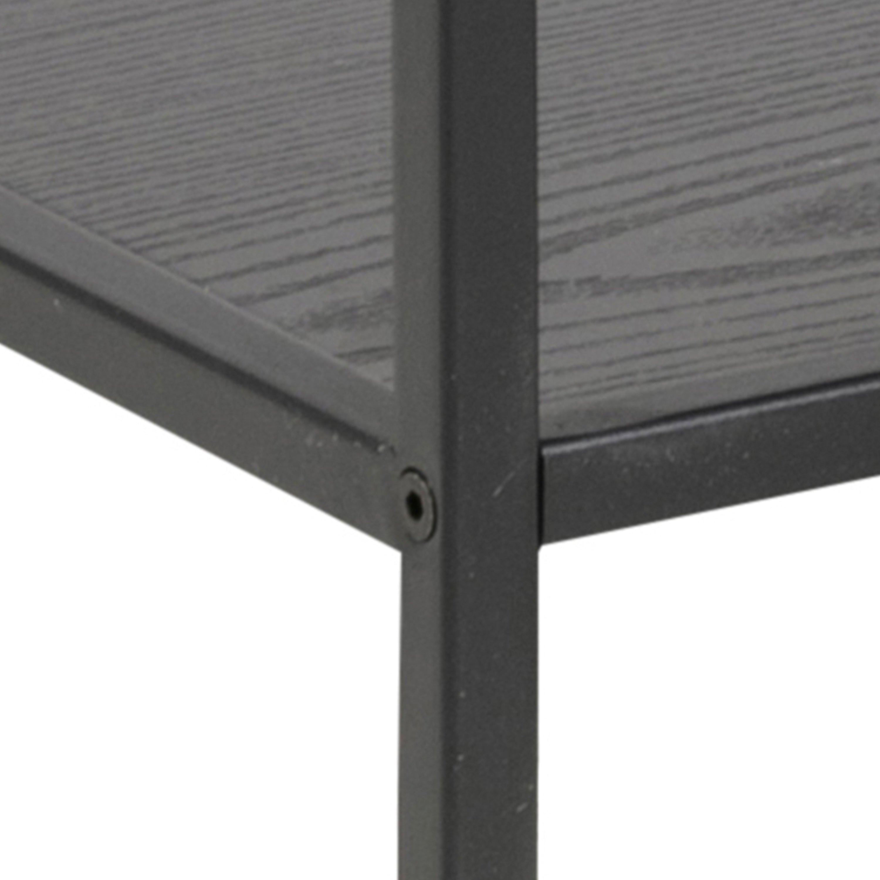 Seaford Wide Black Metal Bookcase with 4 Black Oak Shelves – FTG, view 8