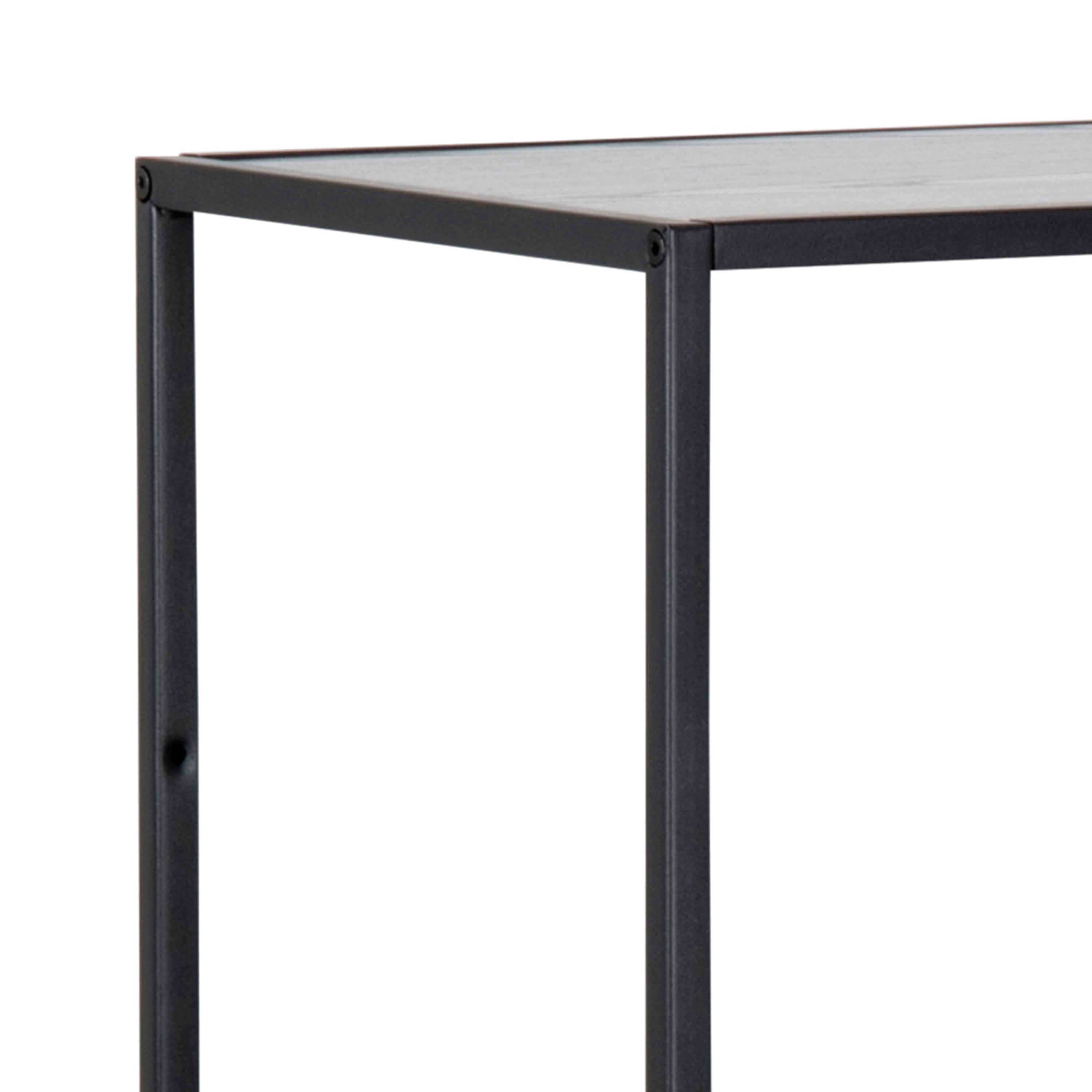 Seaford Black Metal Asymmetrical Bookcase with 3 Black Shelves – FTG, view 6