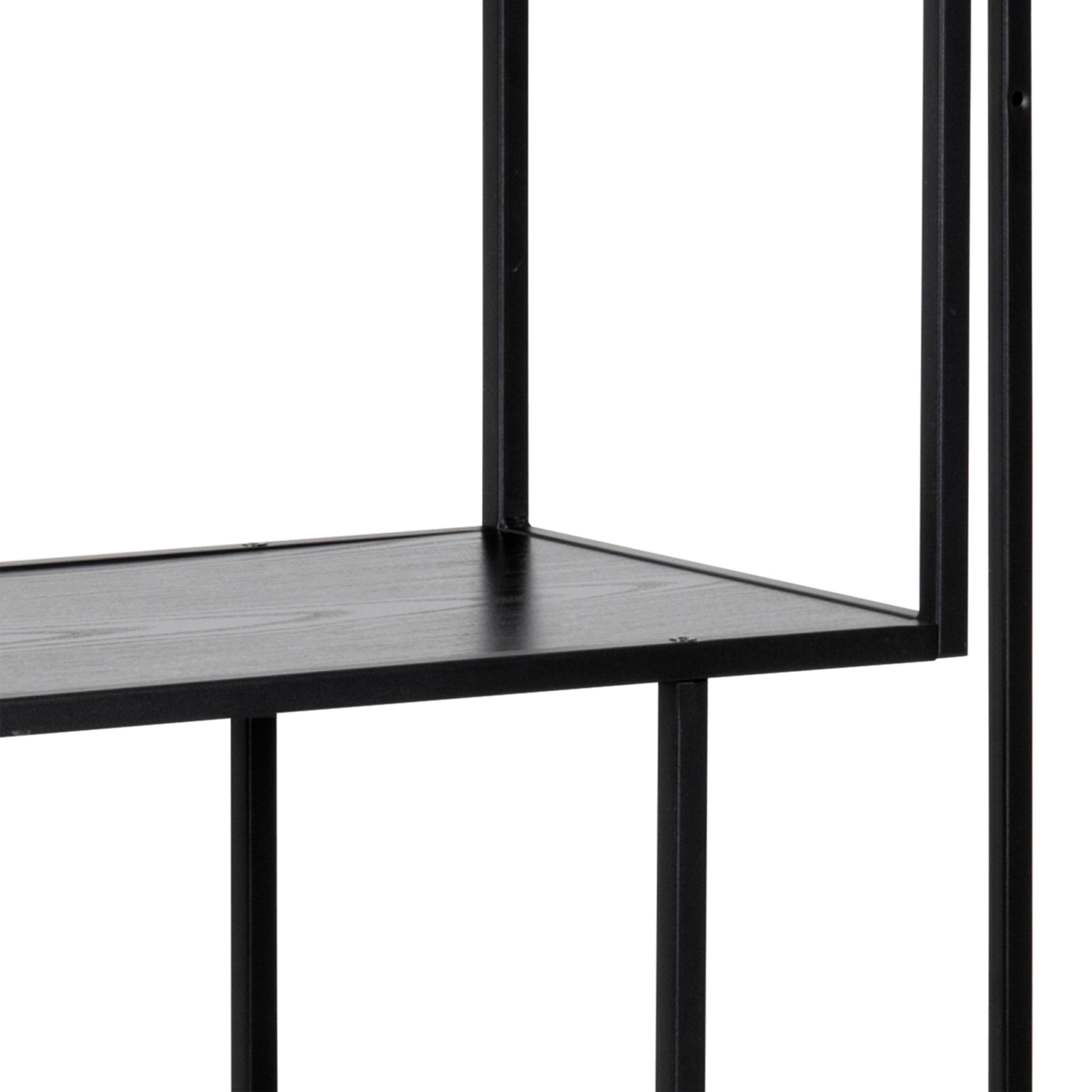 Seaford Black Metal Asymmetrical Bookcase with 3 Black Shelves – FTG, view 8