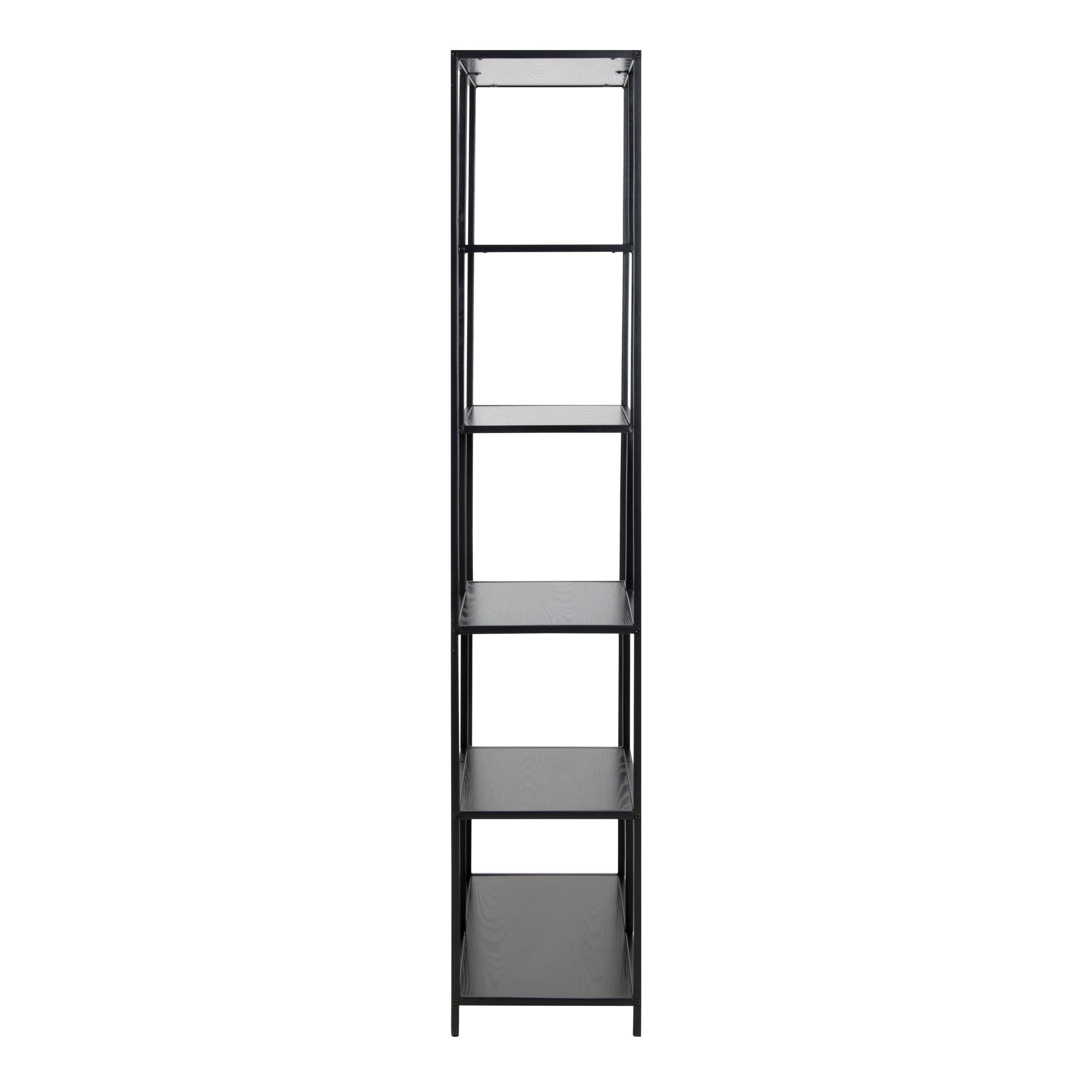 Seaford Tall Black Metal Bookcase with 5 Black Shelves – FTG, view 3