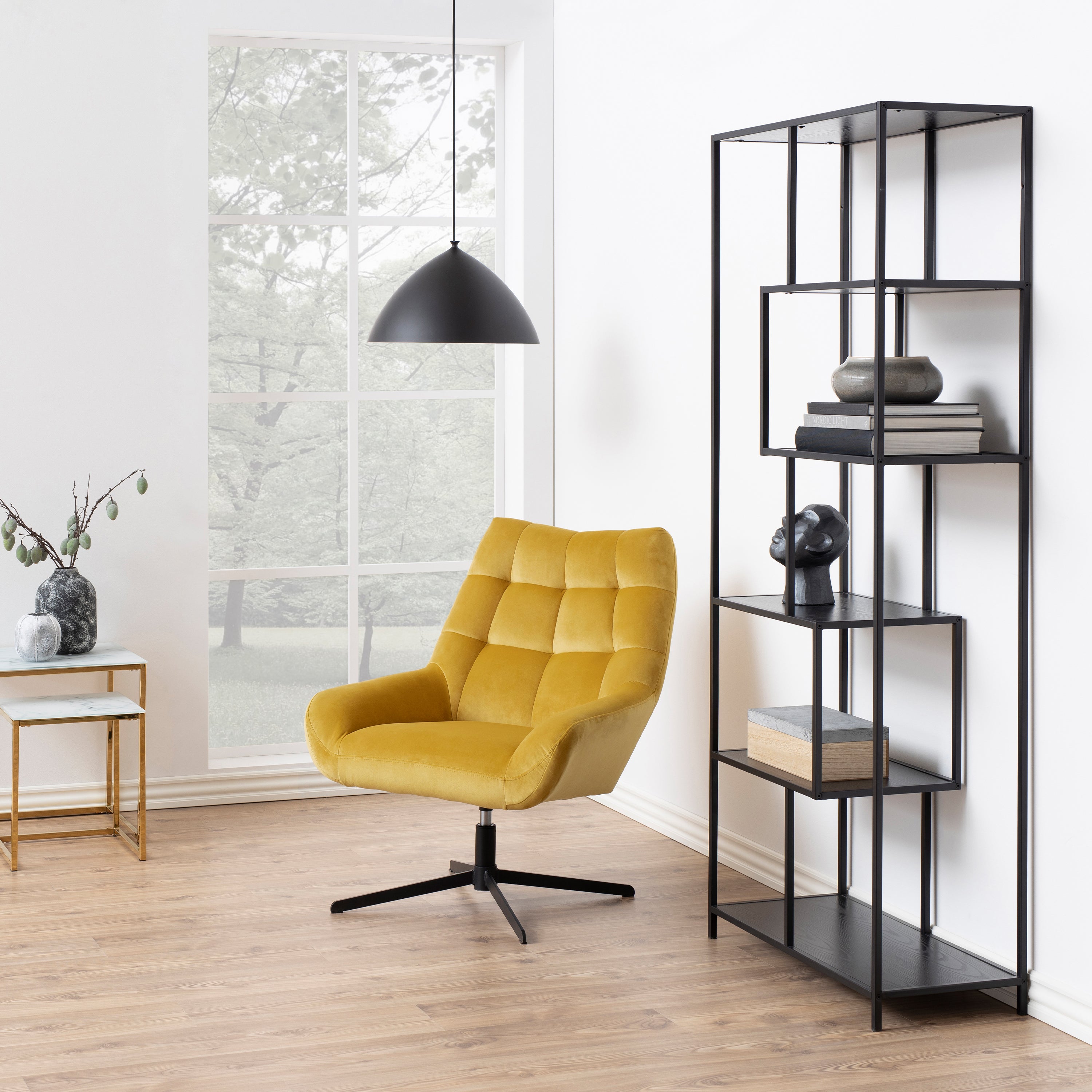 Seaford Tall Black Metal Bookcase with 5 Black Shelves – FTG, view 4