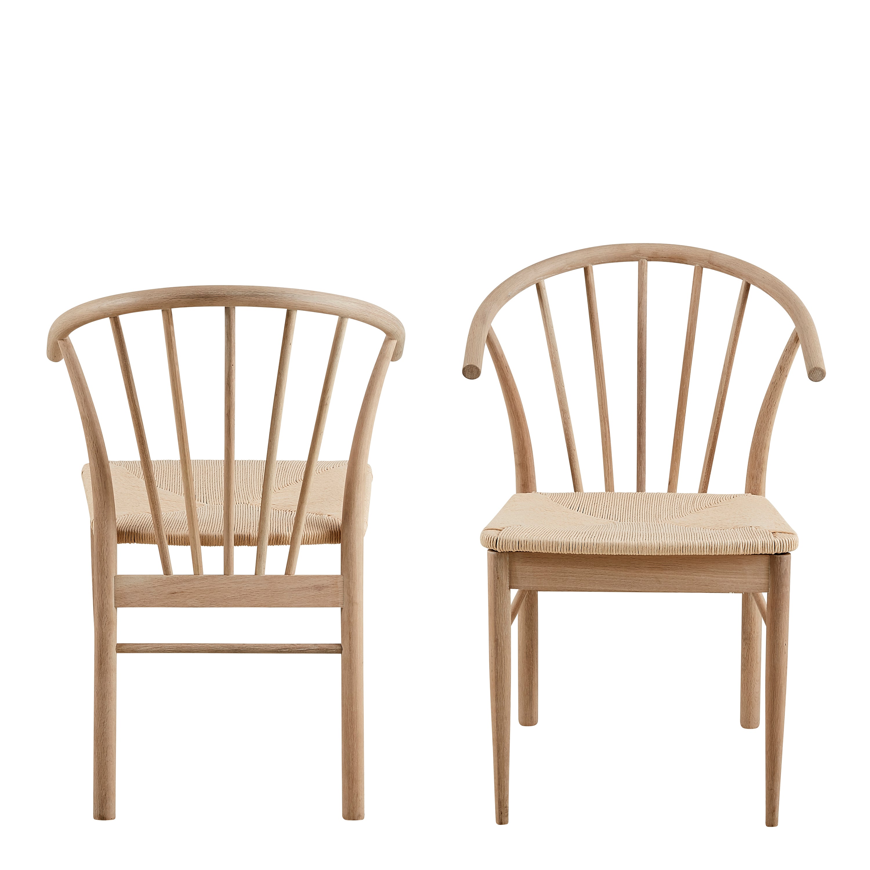 Cassandra Dining Chair with Armrest in White Oak Set of 2 – FTG, view 2